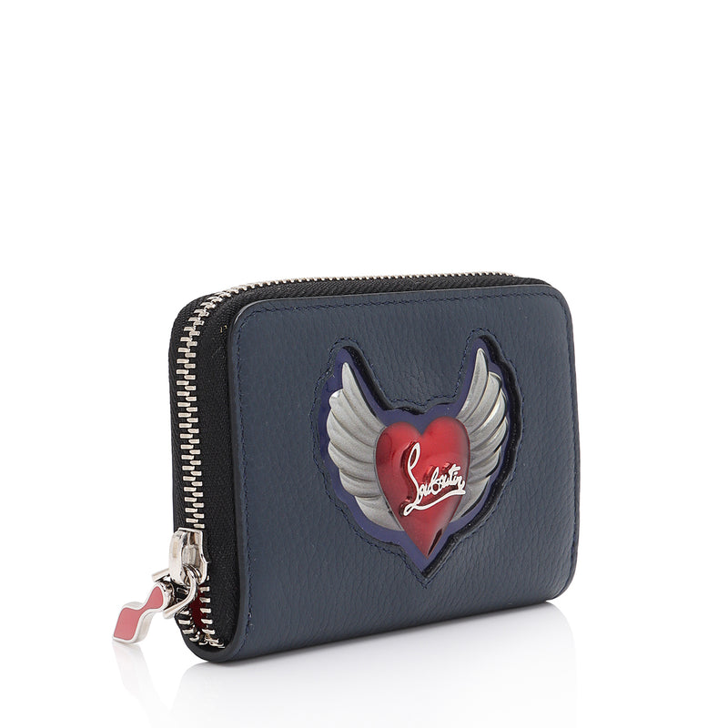 Christian Louboutin Leather Winged Heart Zip Compact Wallet (SHF-J54Gws)
