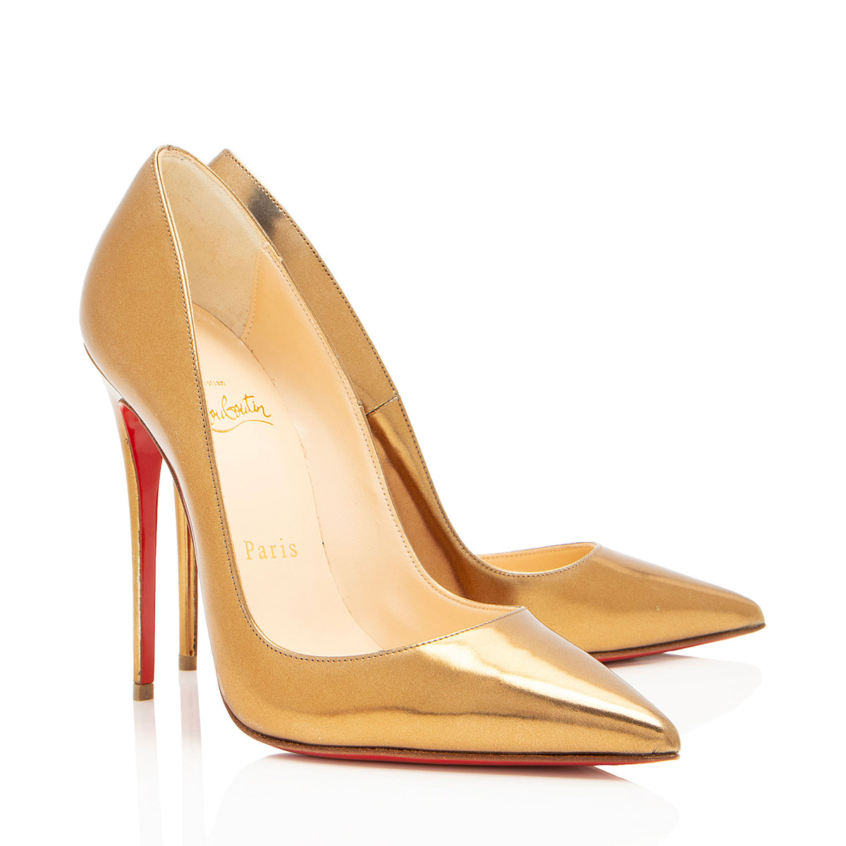 Christian Louboutin Metallic Leather So Kate Pumps - Size 7 