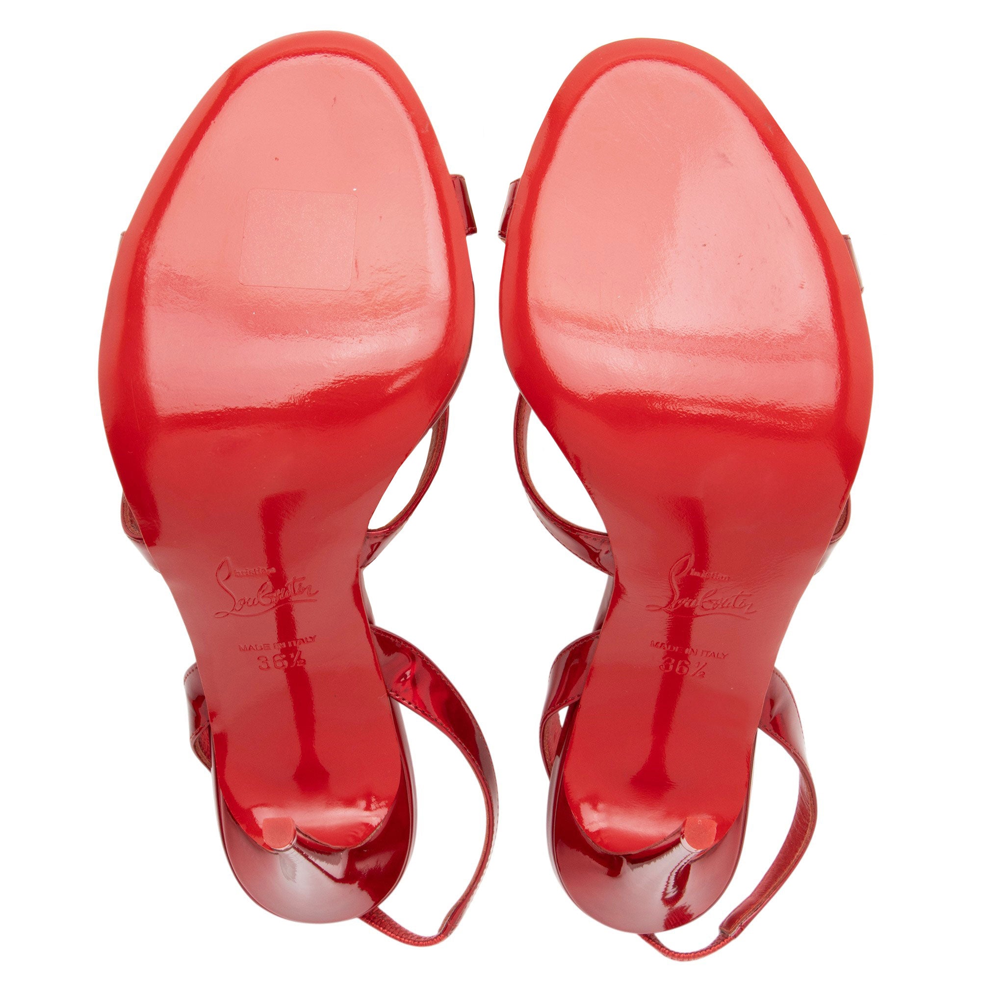 Christian Louboutin Metallic Patent Leather Emilie Sandals - Size 6.5 / 36.5