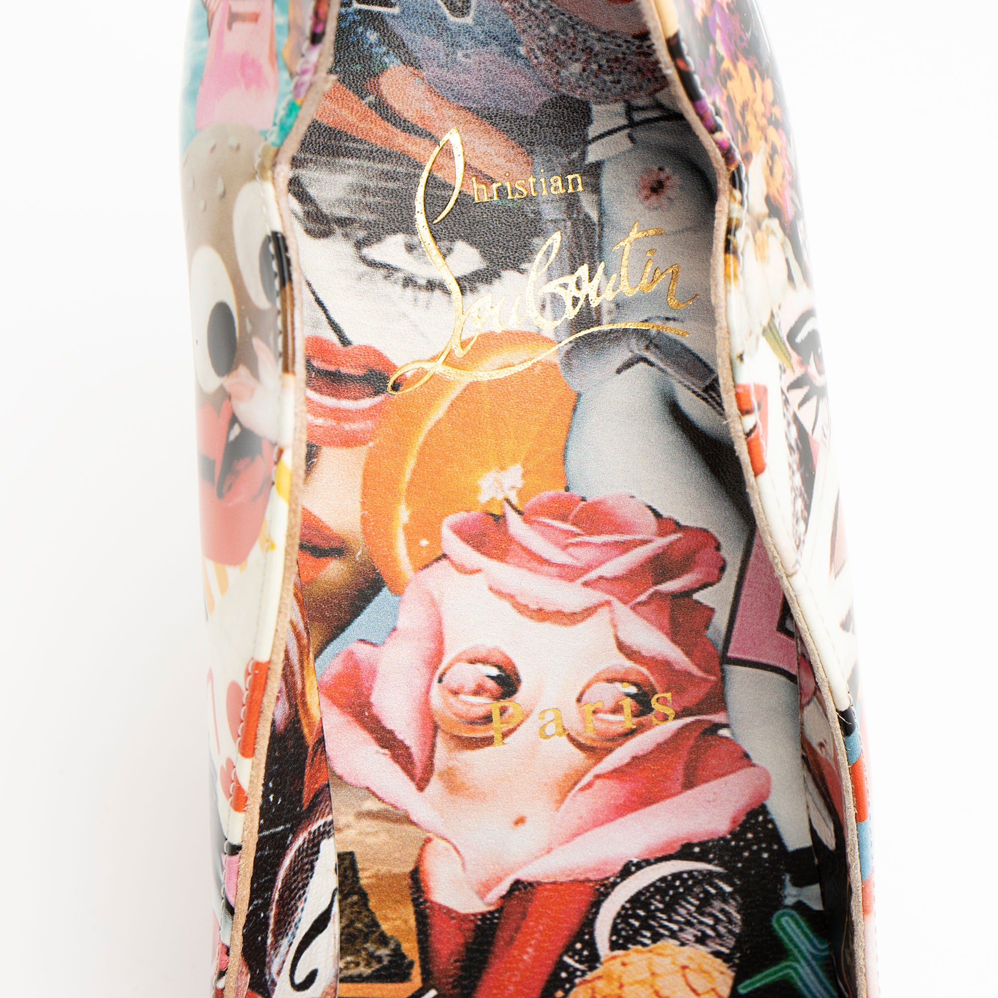 Christian Louboutin Patent Leather Graphic Love Hot Chick 100 Pumps - Size 7.5 / 37.5