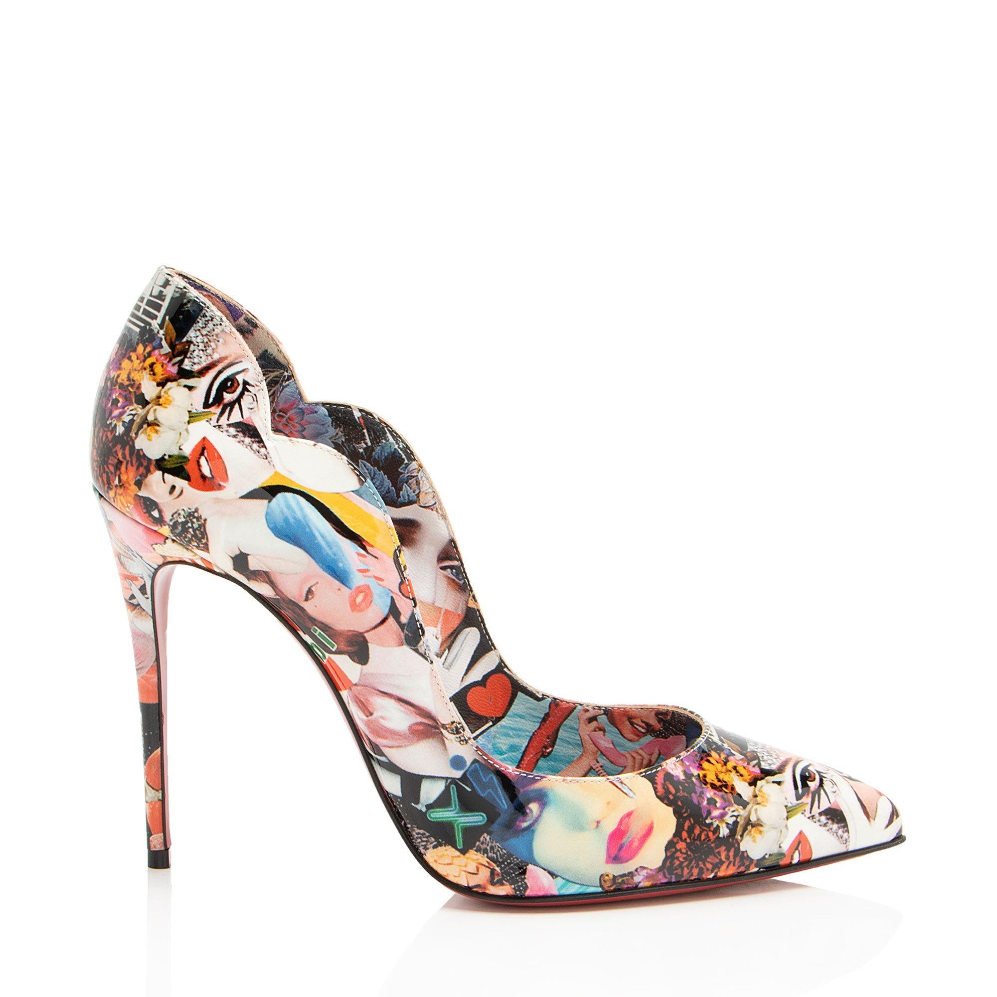 Christian Louboutin Patent Leather Graphic Love Hot Chick 100 Pumps - Size 7.5 / 37.5