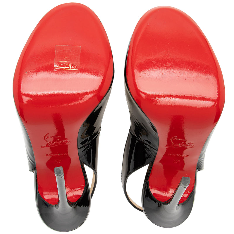 Christian Louboutin Patent Leather Allensissima Slingback Sandals - Size 7 / 37 (SHF-ogWN3M)
