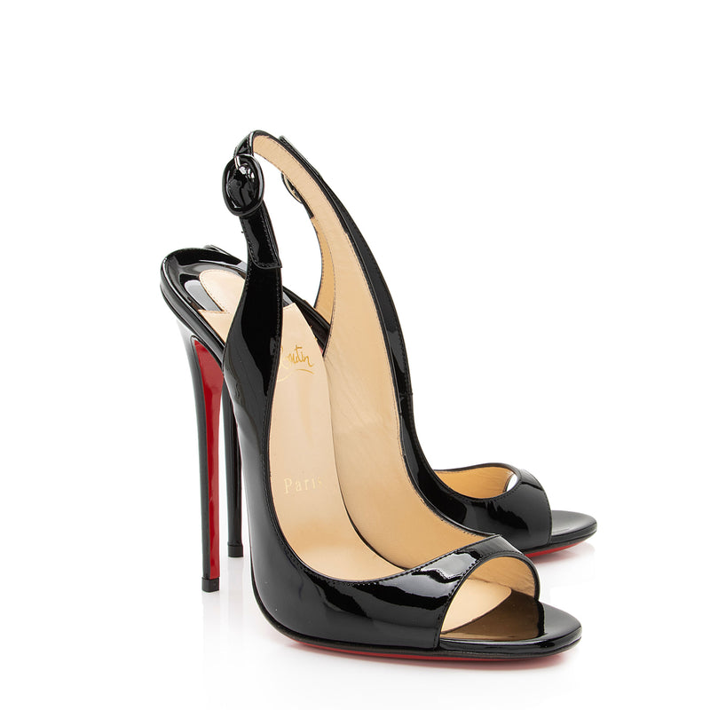 Christian Louboutin Patent Leather Allensissima Slingback Sandals - Size 7 / 37 (SHF-ogWN3M)