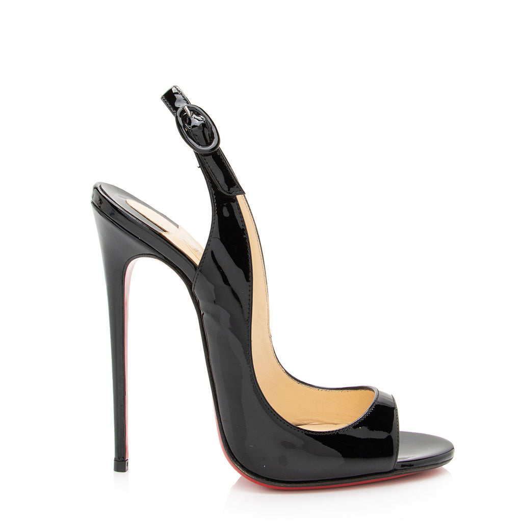 Christian Louboutin Patent Leather Allensissima Slingback Sandals - Si –  LuxeDH