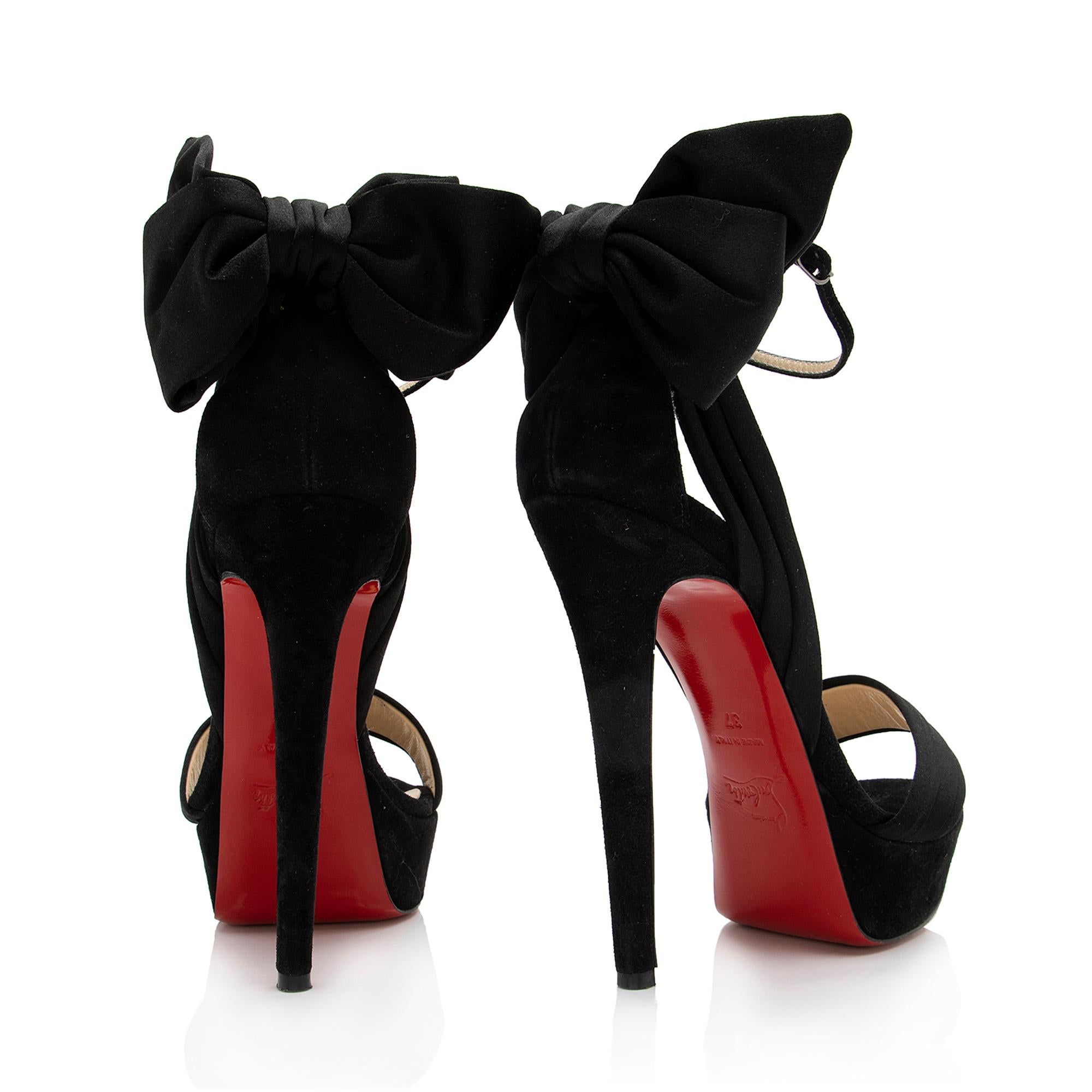 Christian Louboutin Satin Velour Vampanodo Platform Sandals - Size 7 /