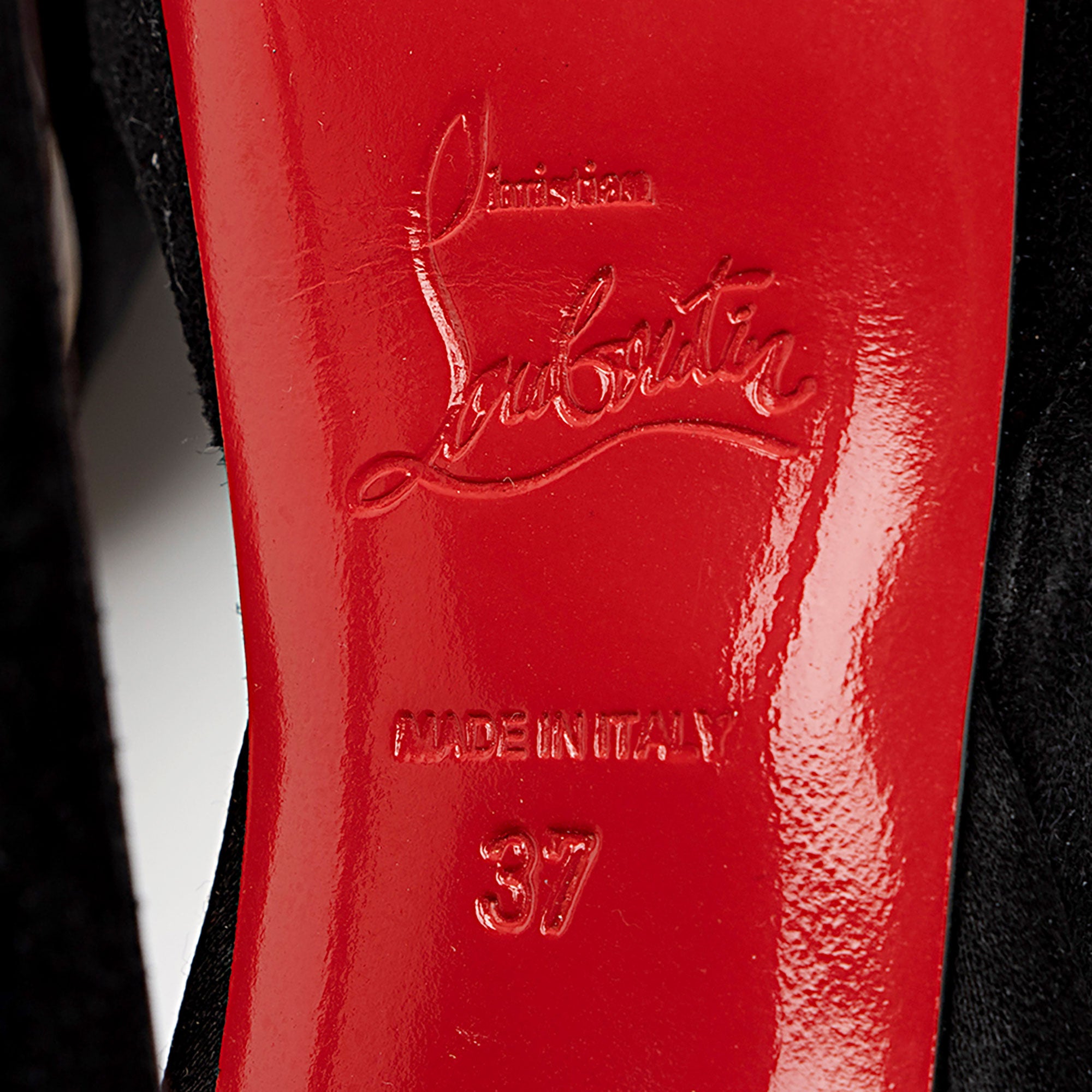 Christian Louboutin Satin Velour Vampanodo Platform Sandals - Size 7 /
