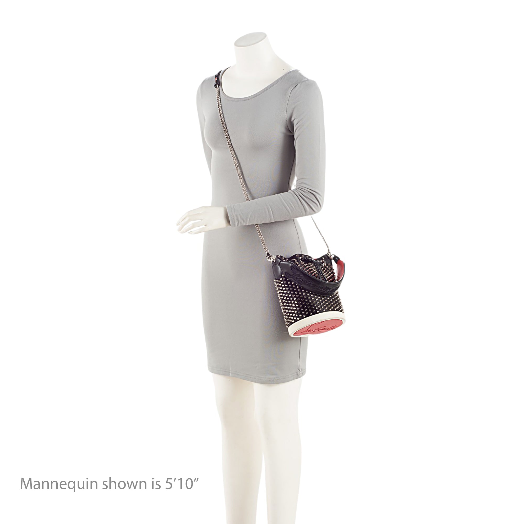 Christian Louboutin Leather Spiked Marie Jane Bucket Bag