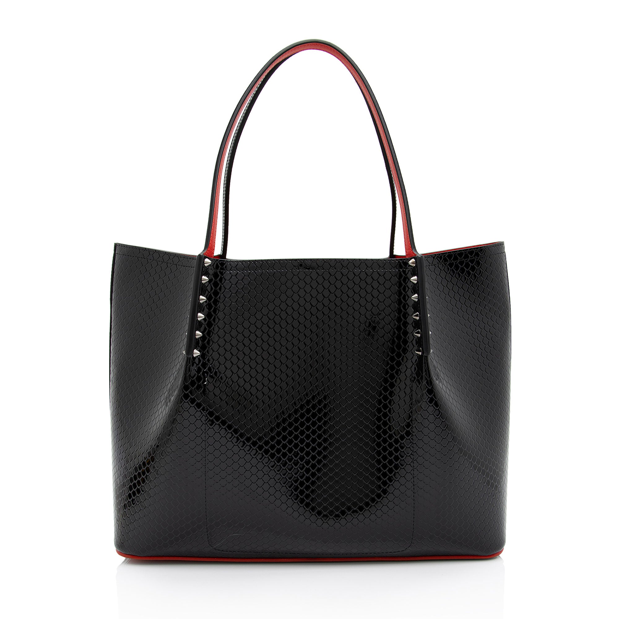 Christian Louboutin Snake Embossed Patent Leather Cabarock Large Tote (SHF-qLc4OG)