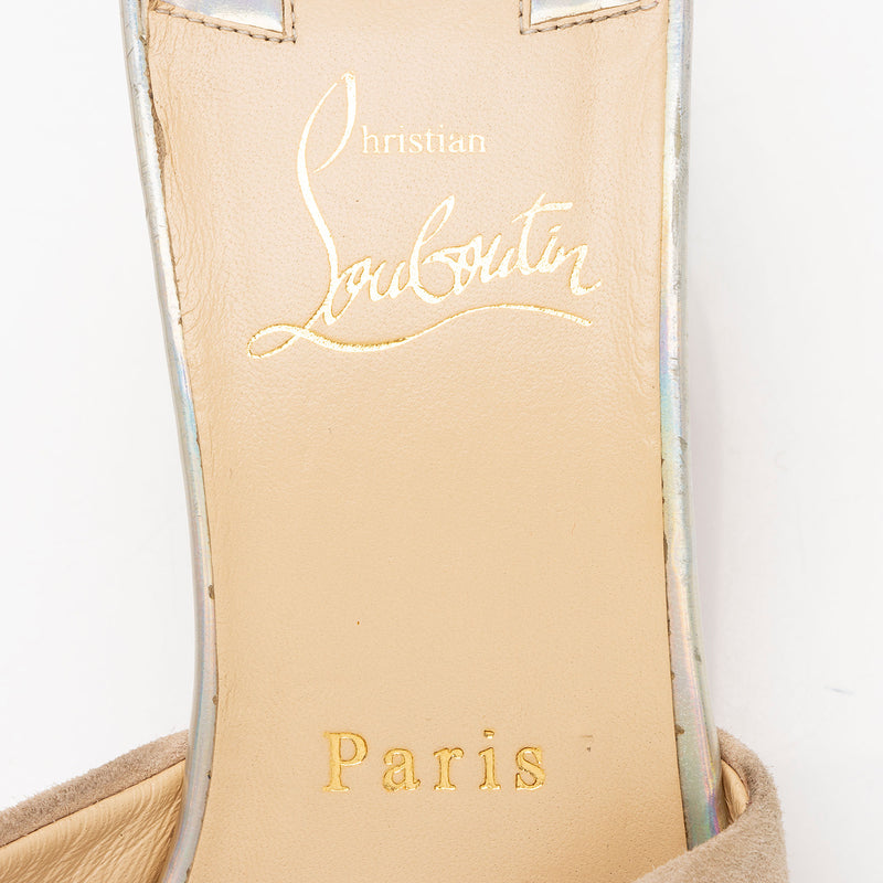 Christian Louboutin Suede Crystal Dear Home 55 Sandals - Size 8 / 38 (SHF-NOLwar)