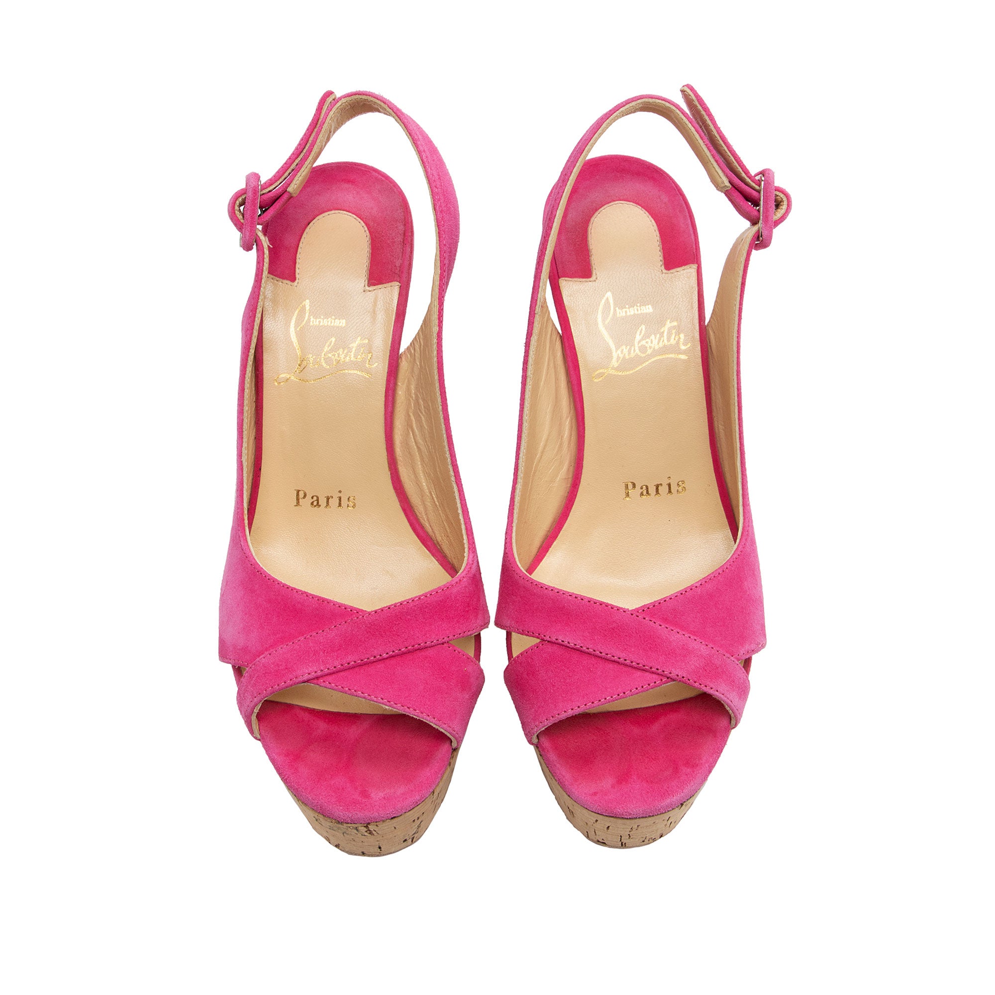 Christian Louboutin Suede Reine De Liege Wedge Sandals - Size 5 / 35 ( Christian Louboutin Suede Reine De Liege Wedge Sandals - Size 5 / 35 (