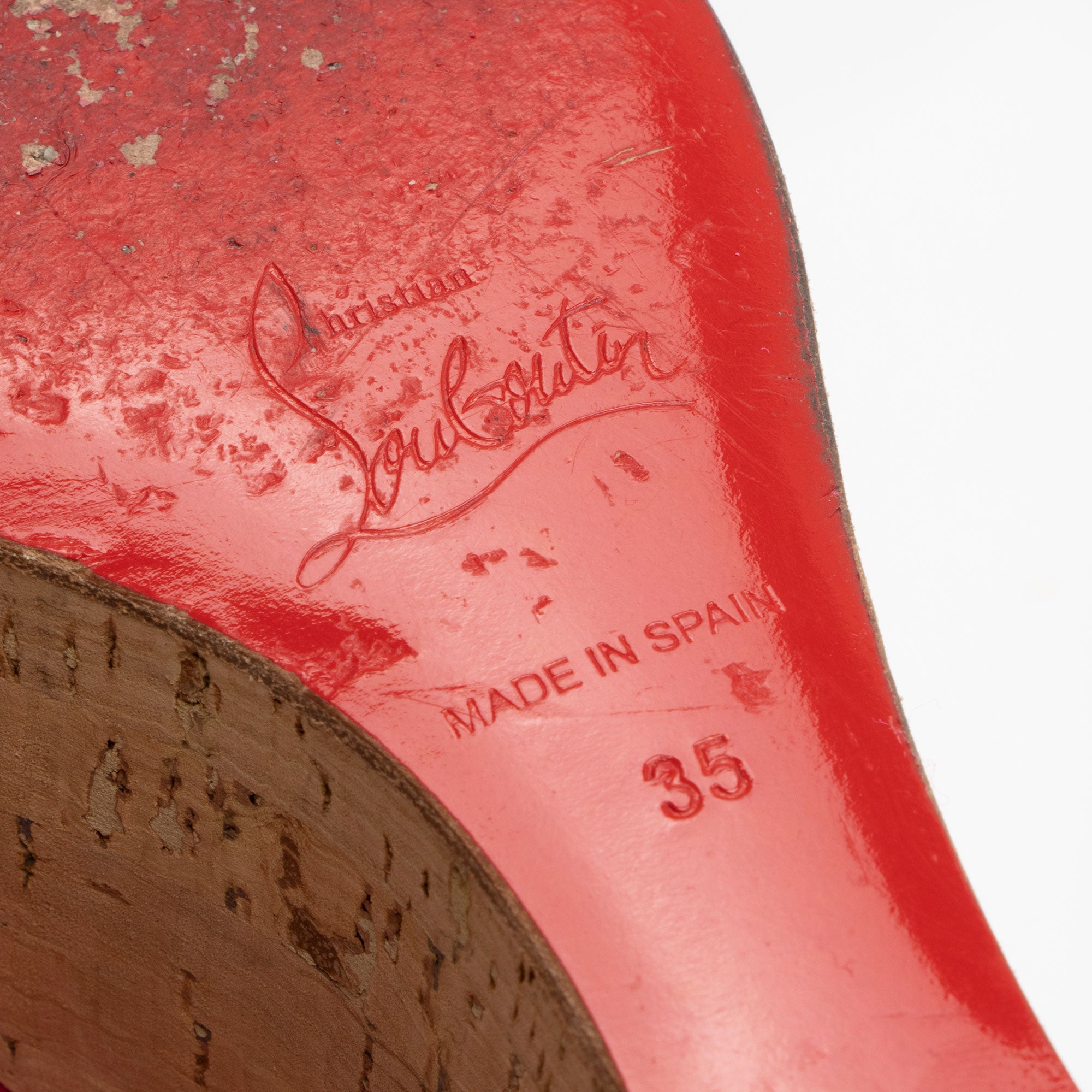 Christian Louboutin Suede Reine De Liege Wedge Sandals - Size 5 / 35 ( Christian Louboutin Suede Reine De Liege Wedge Sandals - Size 5 / 35 (