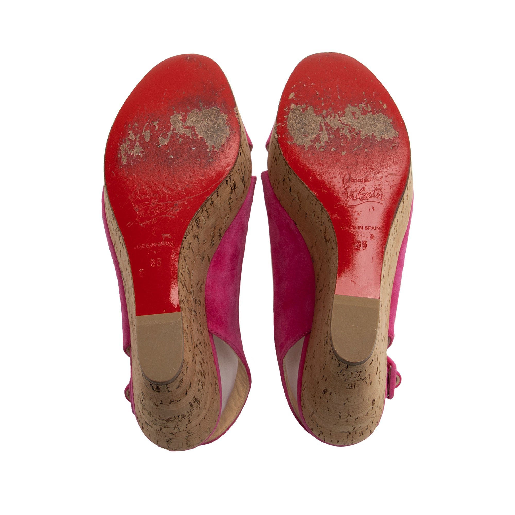 Christian Louboutin Suede Reine De Liege Wedge Sandals - Size 5 / 35 ( Christian Louboutin Suede Reine De Liege Wedge Sandals - Size 5 / 35 (