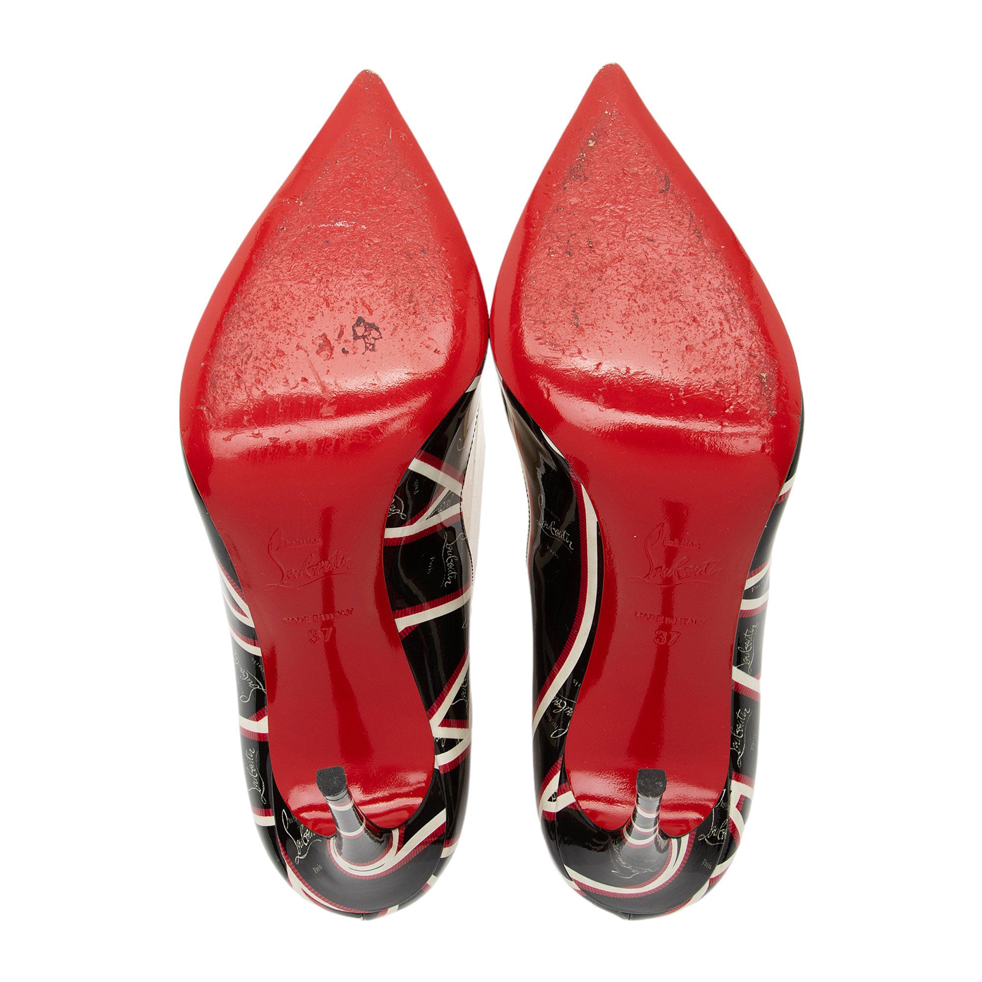 Christian Loubtoutin Patent Leather Ribbon Kate 100 Pumps - Size 7 / 37 (SHF-mW2GiM)