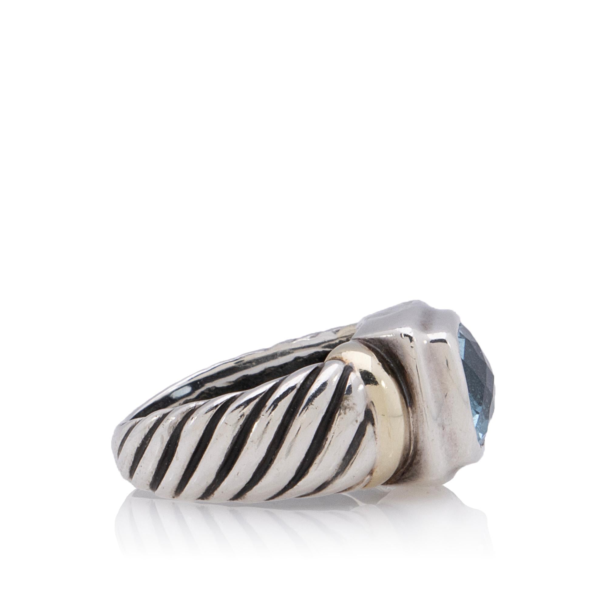 David Yurman 14k Gold Sterling Silver Blue Topaz Noblesse Ring - Size 5 (SHF-mG09MA)