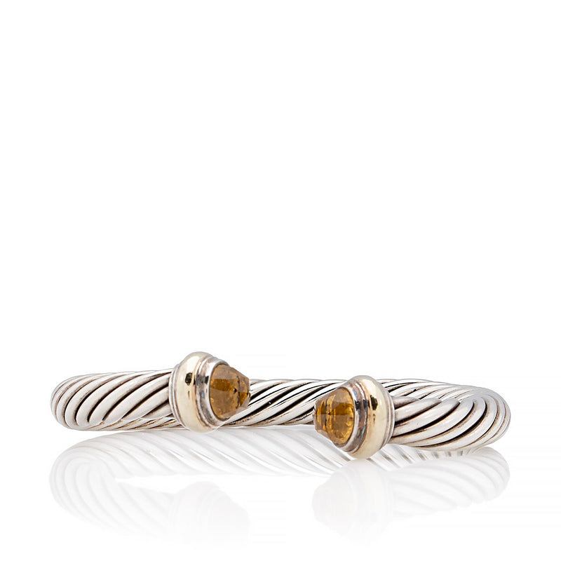 David Yurman Renaissance Cuff Bracelet Sterling Silver 14k Gold Citrin –  Jewelryauthority