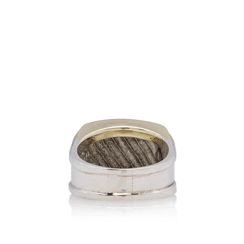 David Yurman 14k Gold Sterling Silver Thoroughbred Cable Cigar Band Ring - Size 9 1/2 (SHF-23222)
