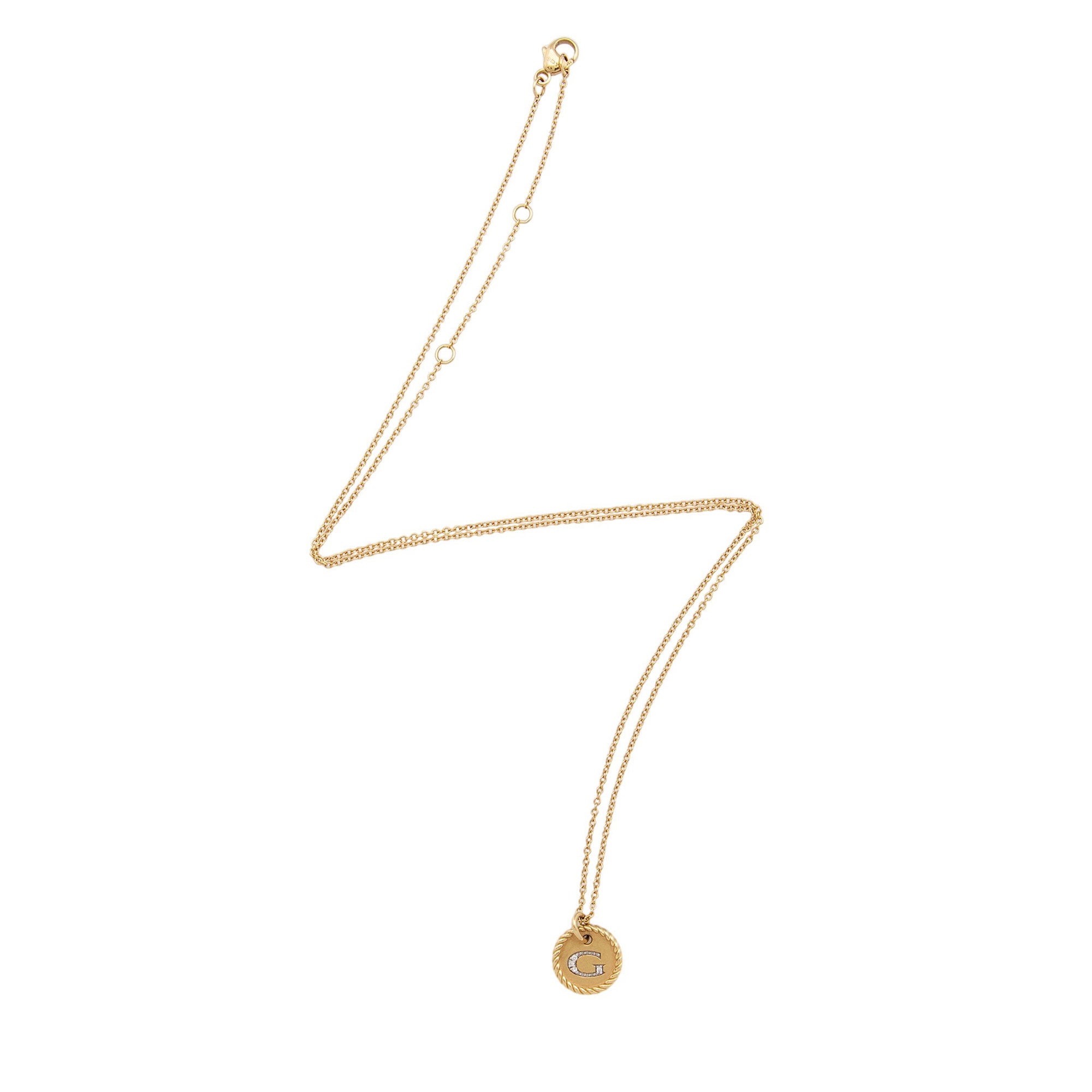 David Yurman 18k Gold Diamond Initial G Necklace
