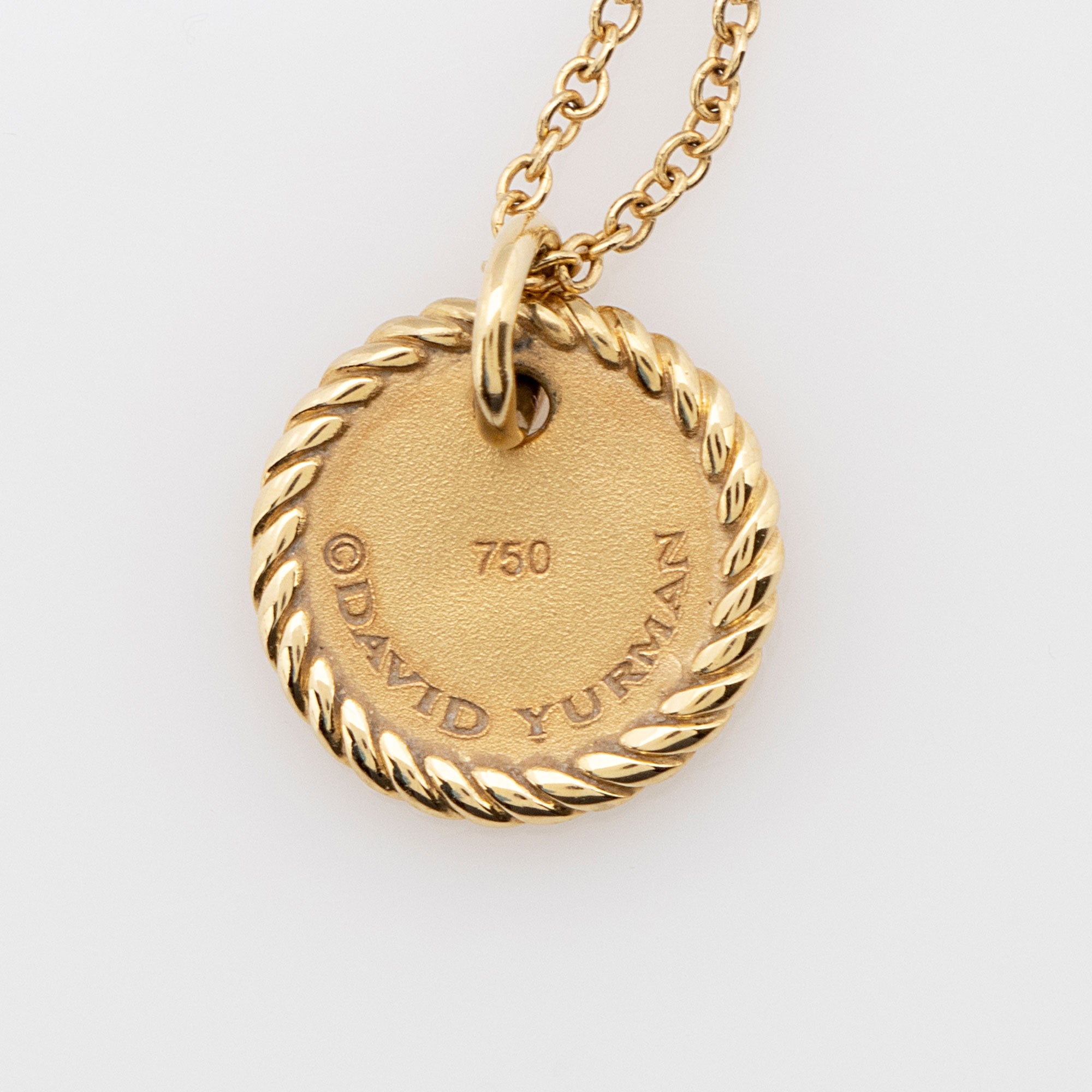 David Yurman 18k Gold Diamond Initial G Necklace