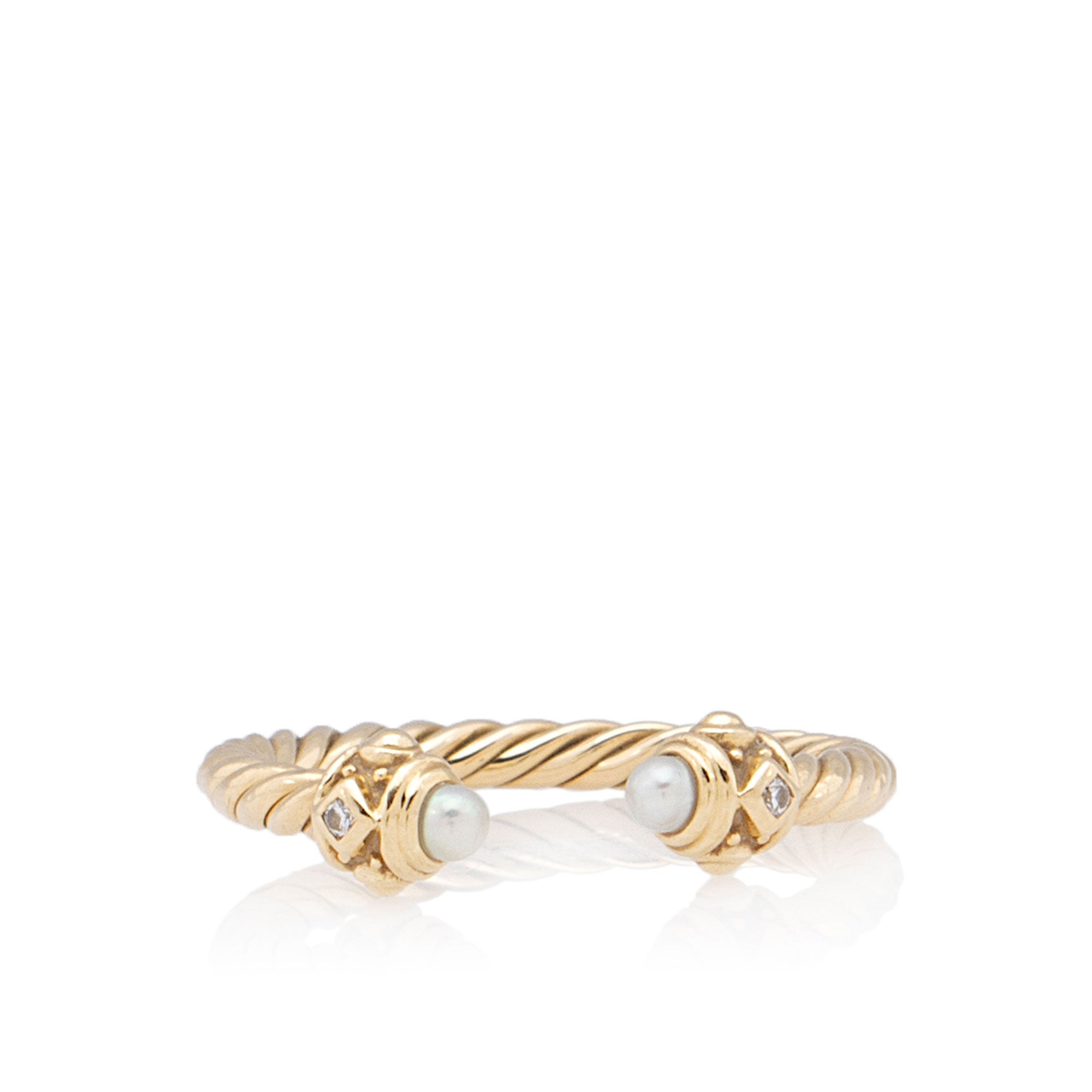 David Yurman 18k Gold Diamond Pearl Renaissance Ring - Size 7 (SHF-u9fLVz)