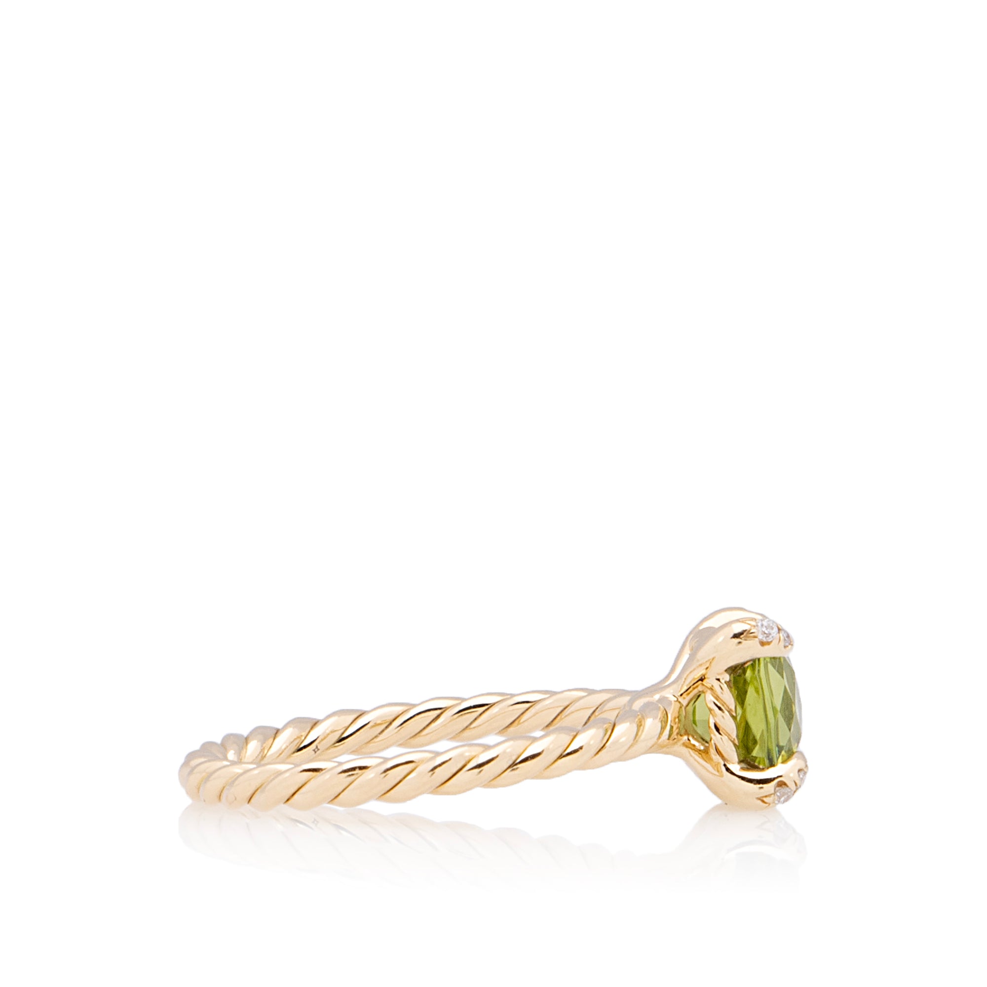 David Yurman 18k Gold Pave Diamond Peridot 7mm Chatelaine Ring - Size 6 1/2 (SHF-euPvJU)