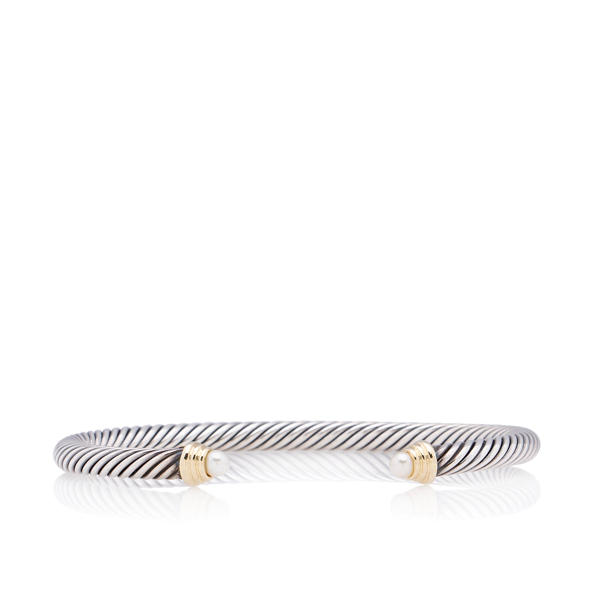 David Yurman 18k Gold Sterling Silver Pearl Cable Classics 4mm Bracelet (SHF-S5G3Tx)