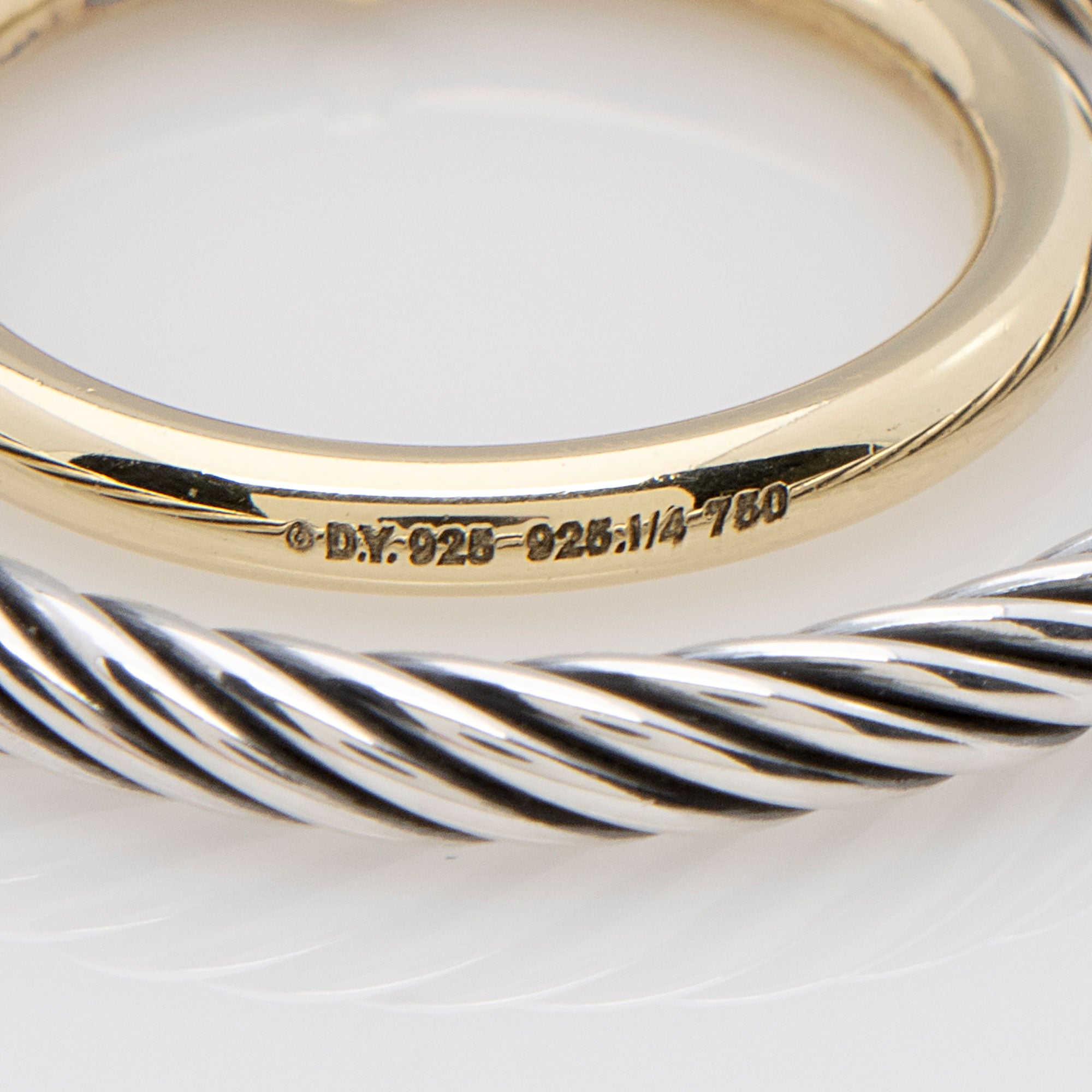 David Yurman 18k Gold Sterling Silver Spiral Cable Earrings