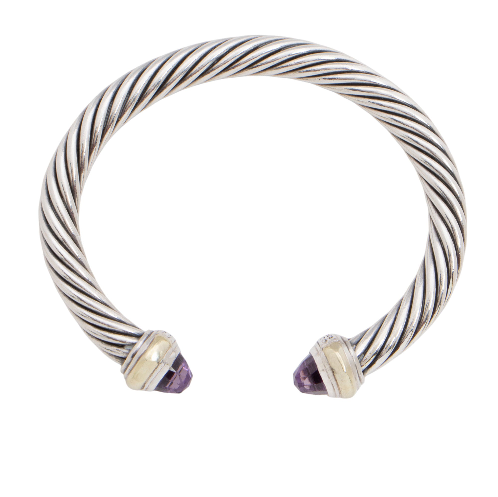David Yurman Sterling Silver 14k Gold Amethyst Cable Classics 7mm Cuff (SHF-d8F7tP)