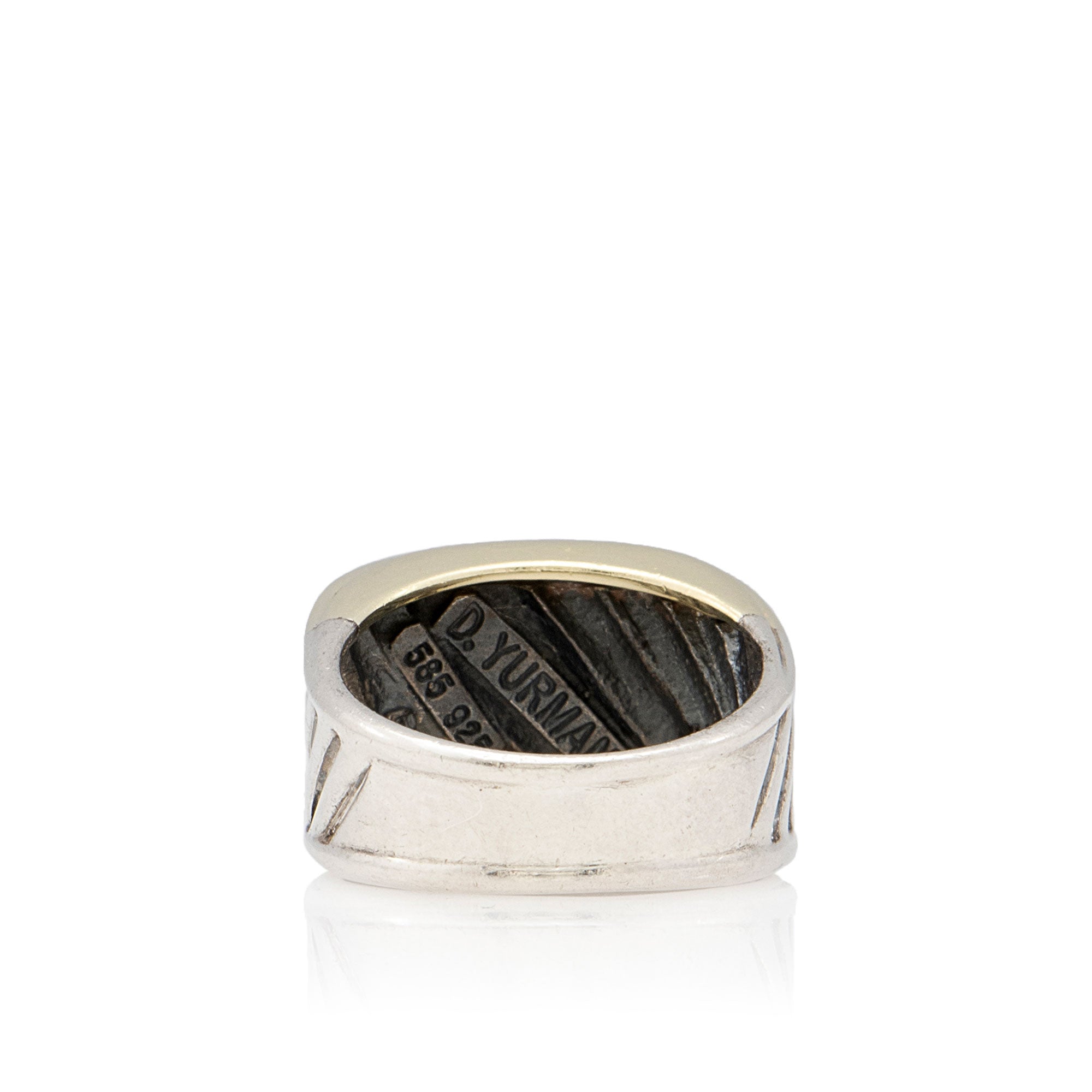 David Yurman Sterling Silver 14k Gold Cable Cigar Ring - Size 7 1/2