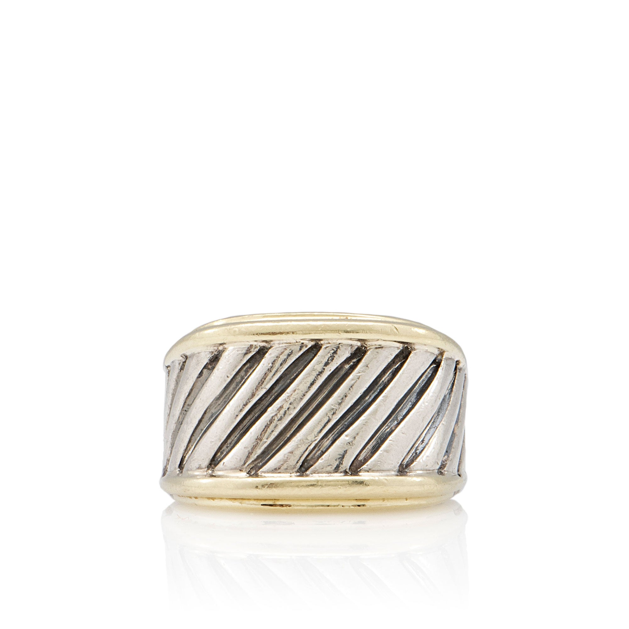 David Yurman Sterling Silver 14k Gold Cable Cigar Ring - Size 7 1/2