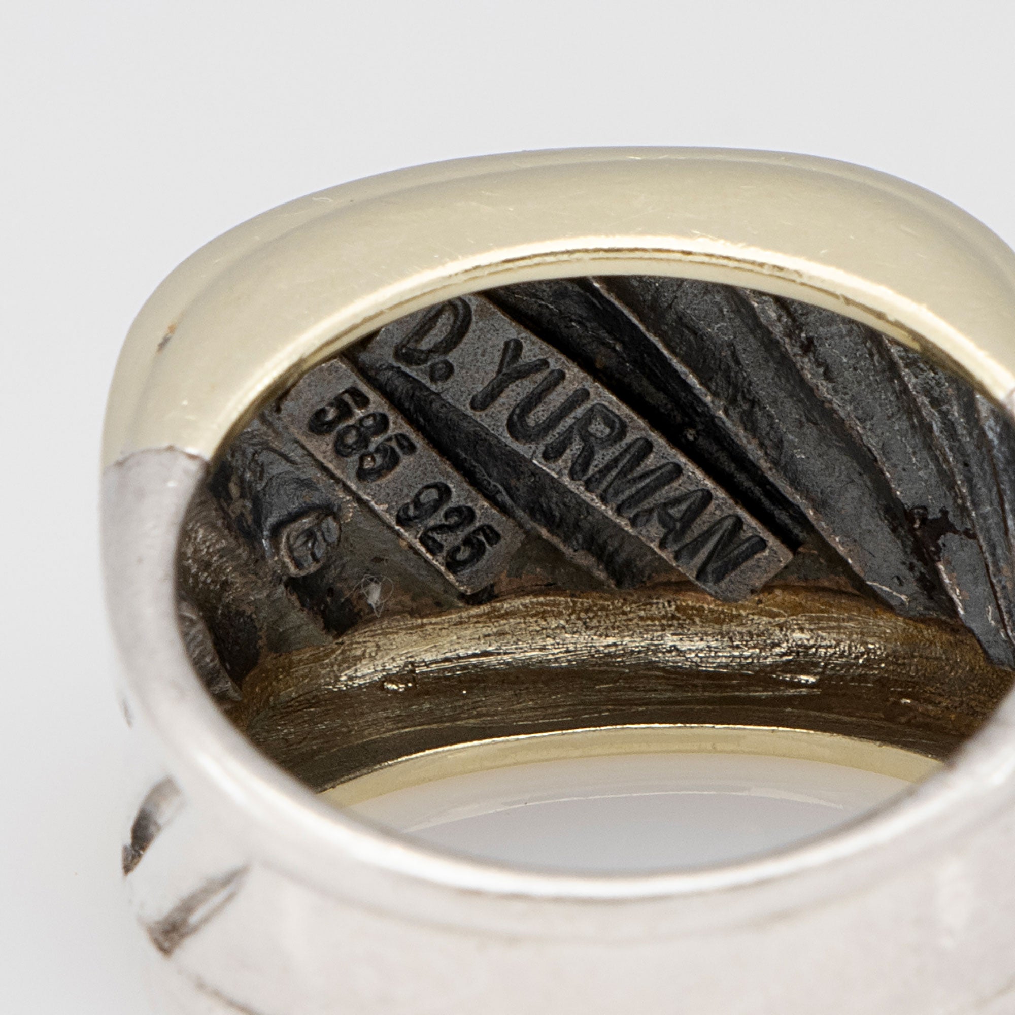 David Yurman Sterling Silver 14k Gold Cable Cigar Ring - Size 7 1/2