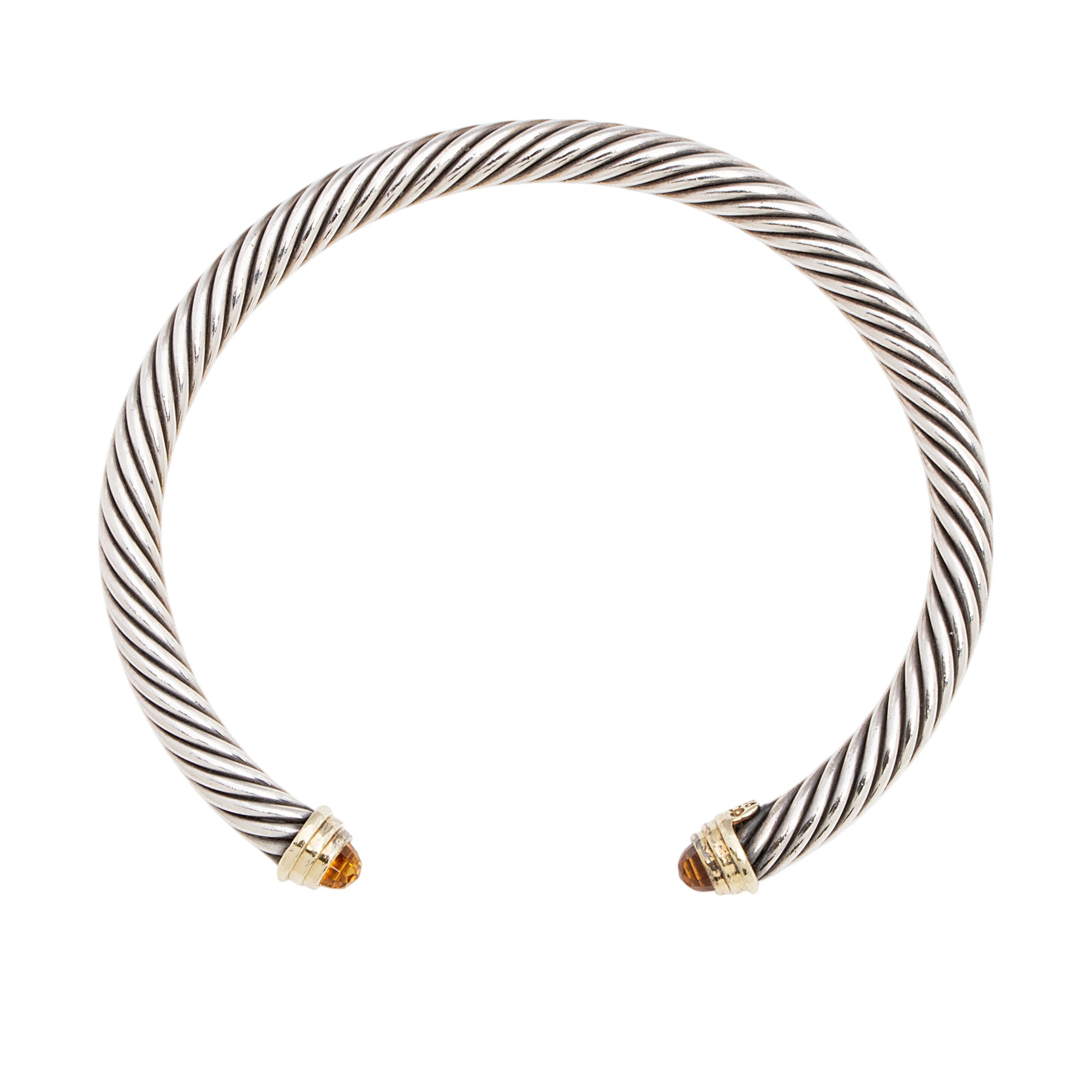 David Yurman Sterling Silver 14k Gold Citrine Cable Classics 5mm Bracelet