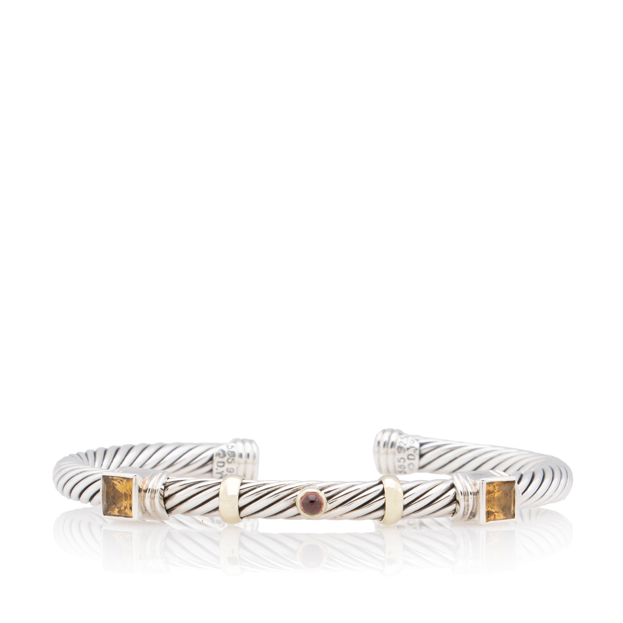 David Yurman Sterling Silver 14k Gold Citrine Tourmaline Renaissance Cable 5mm Cuff (SHF-6syuEe)
