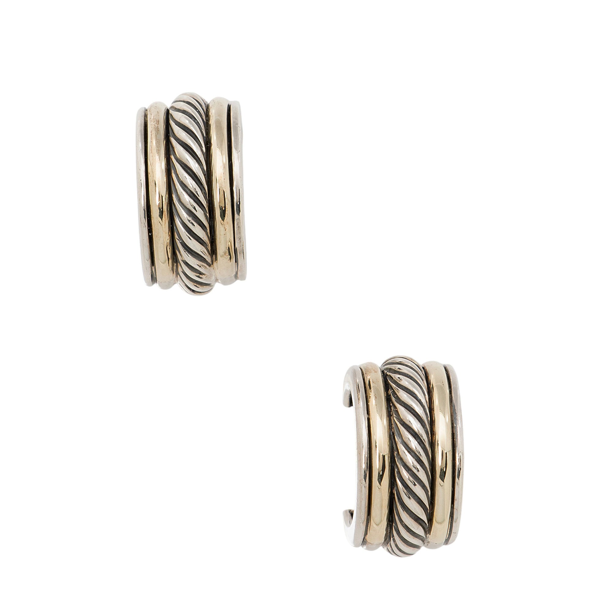 David Yurman Sterling Silver 14k Gold Classic Cable Hoop Earrings
