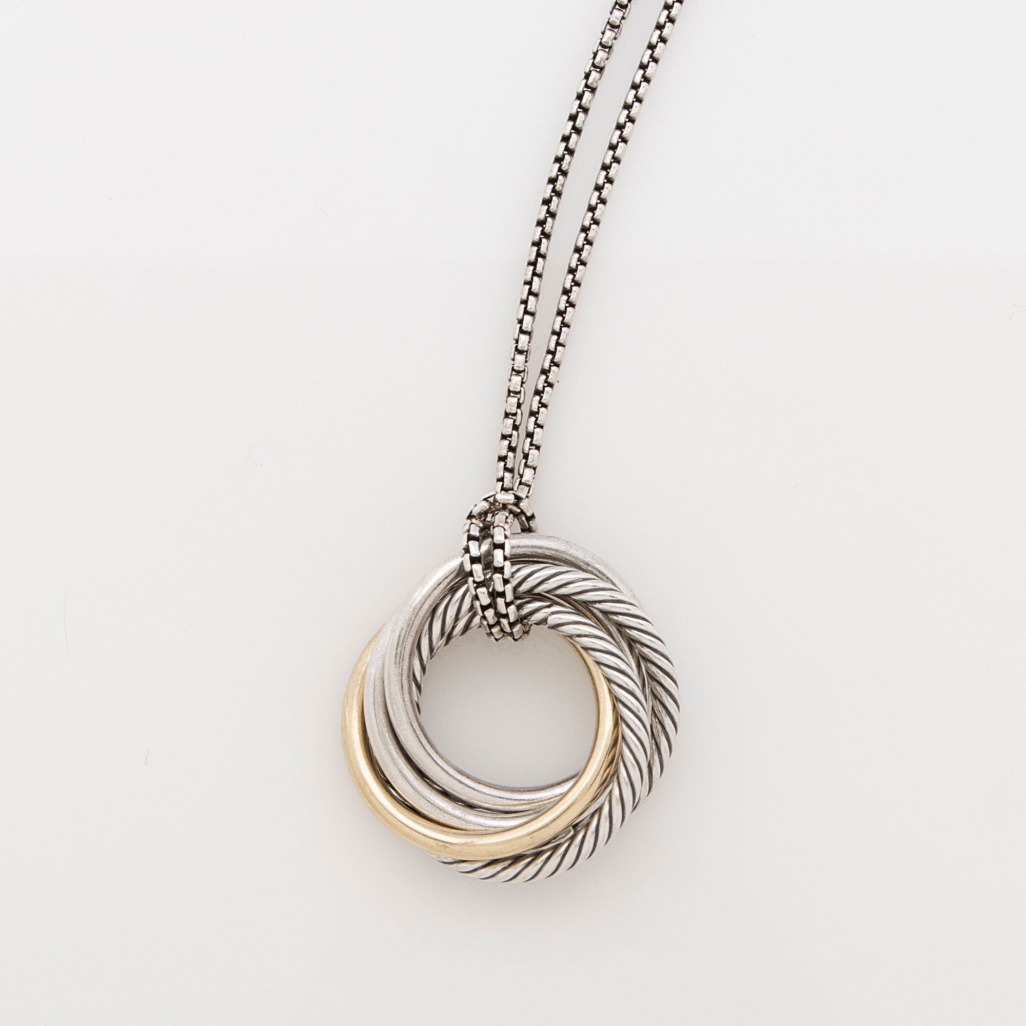 David Yurman Sterling Silver 14k Gold Crossover Necklace (SHF-zMzKvj)