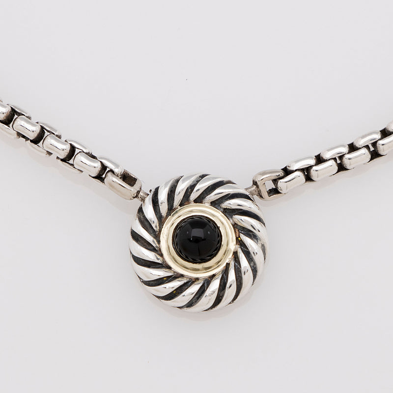 David Yurman Sterling Silver 14k Gold Onyx Cookie Necklace SHF DocA7h LuxeDH