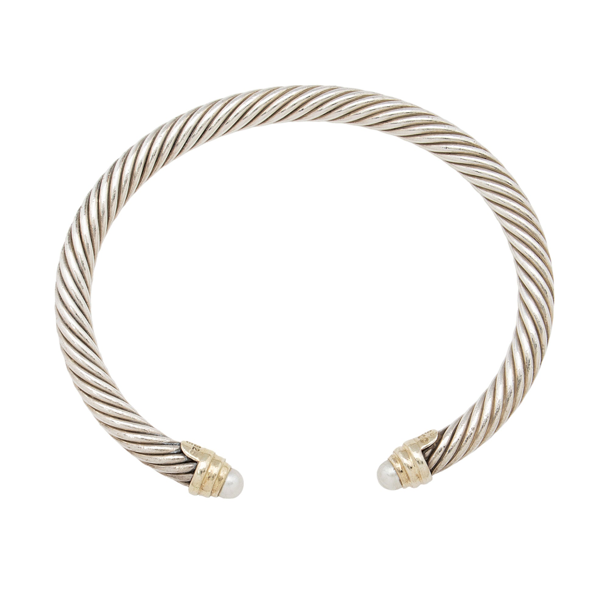 David Yurman Sterling Silver 14k Gold Pearl Cable Classics 5mm Bracelet (SHF-Ve1Lcg)