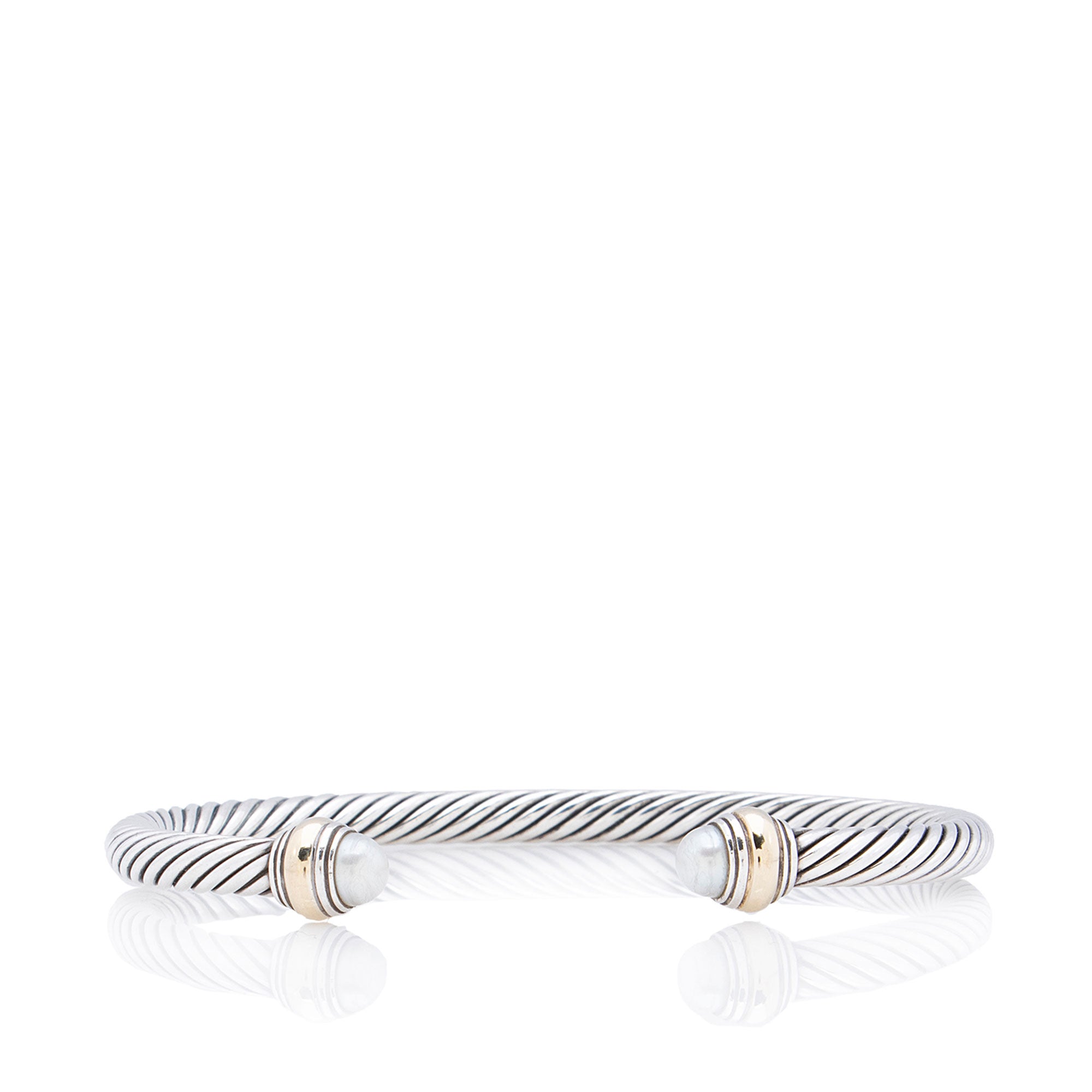 David Yurman Sterling Silver 14k Gold Pearl Cable Classics 5mm Cuff