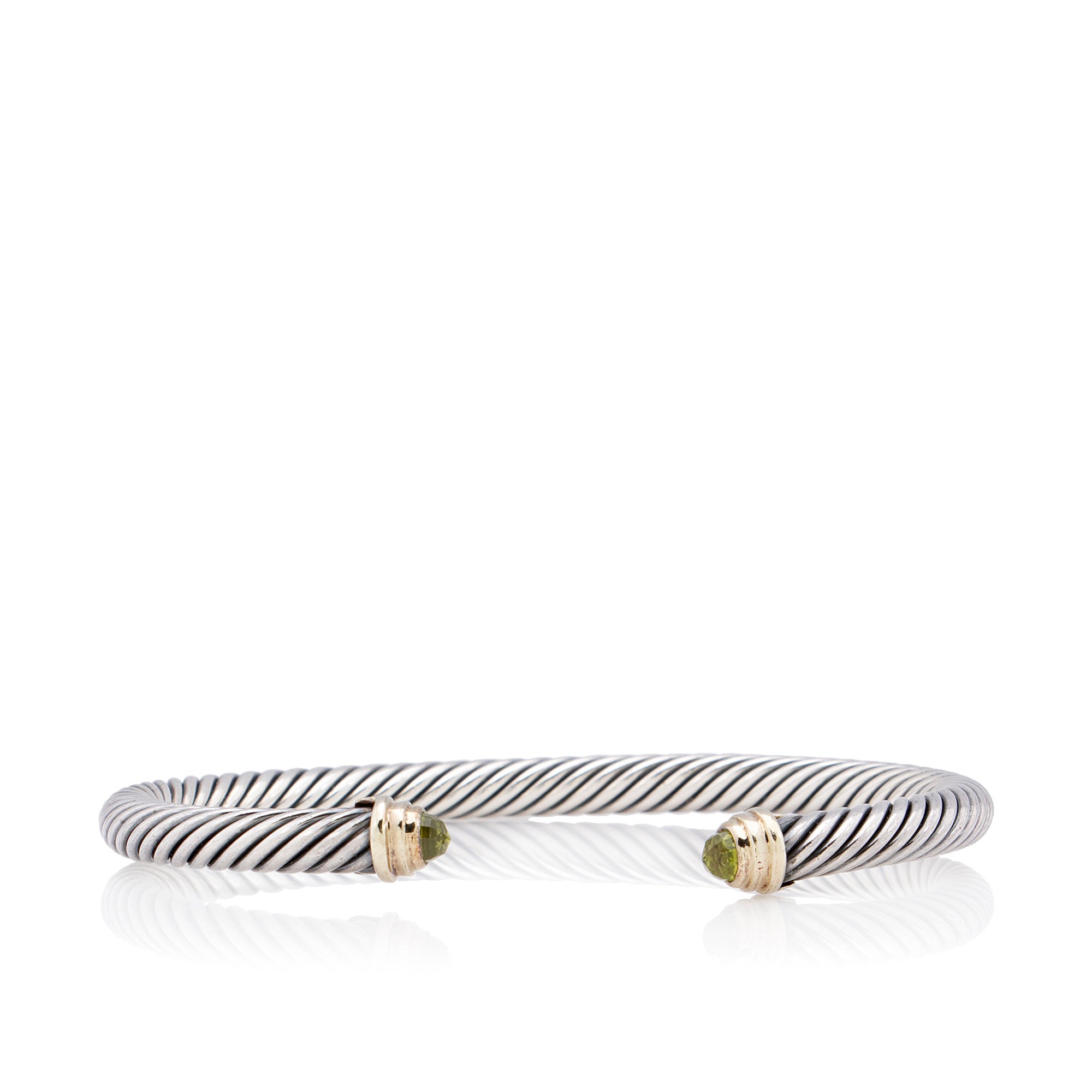David Yurman Sterling Silver 14k Gold Peridot Cable Classics 5mm Bracelet