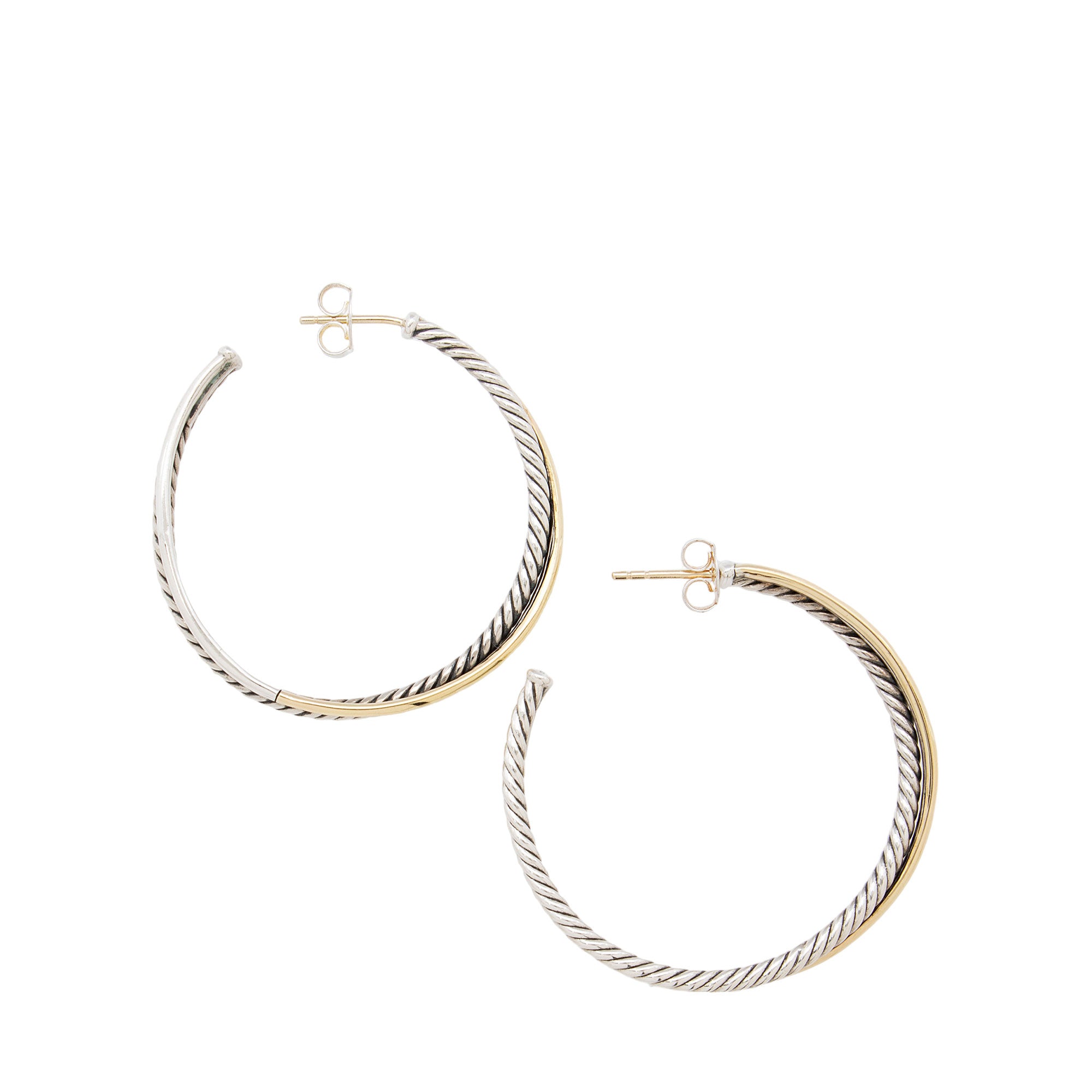David Yurman Sterling Silver 18k Gold Crossover Hoop Earrings (SHF-opxd5V)