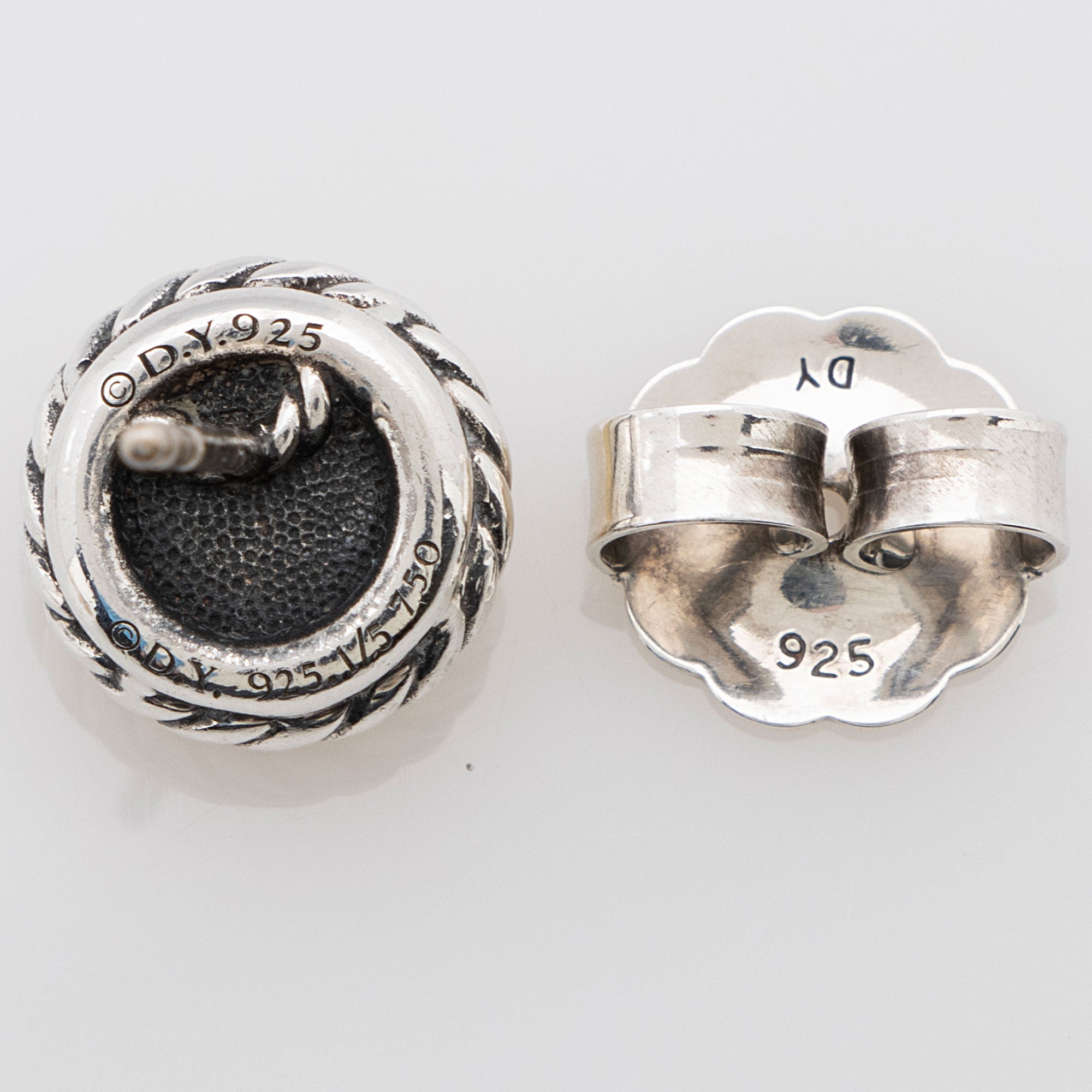 David Yurman Sterling Silver 18k Gold Petite Chatelaine Stud Earrings