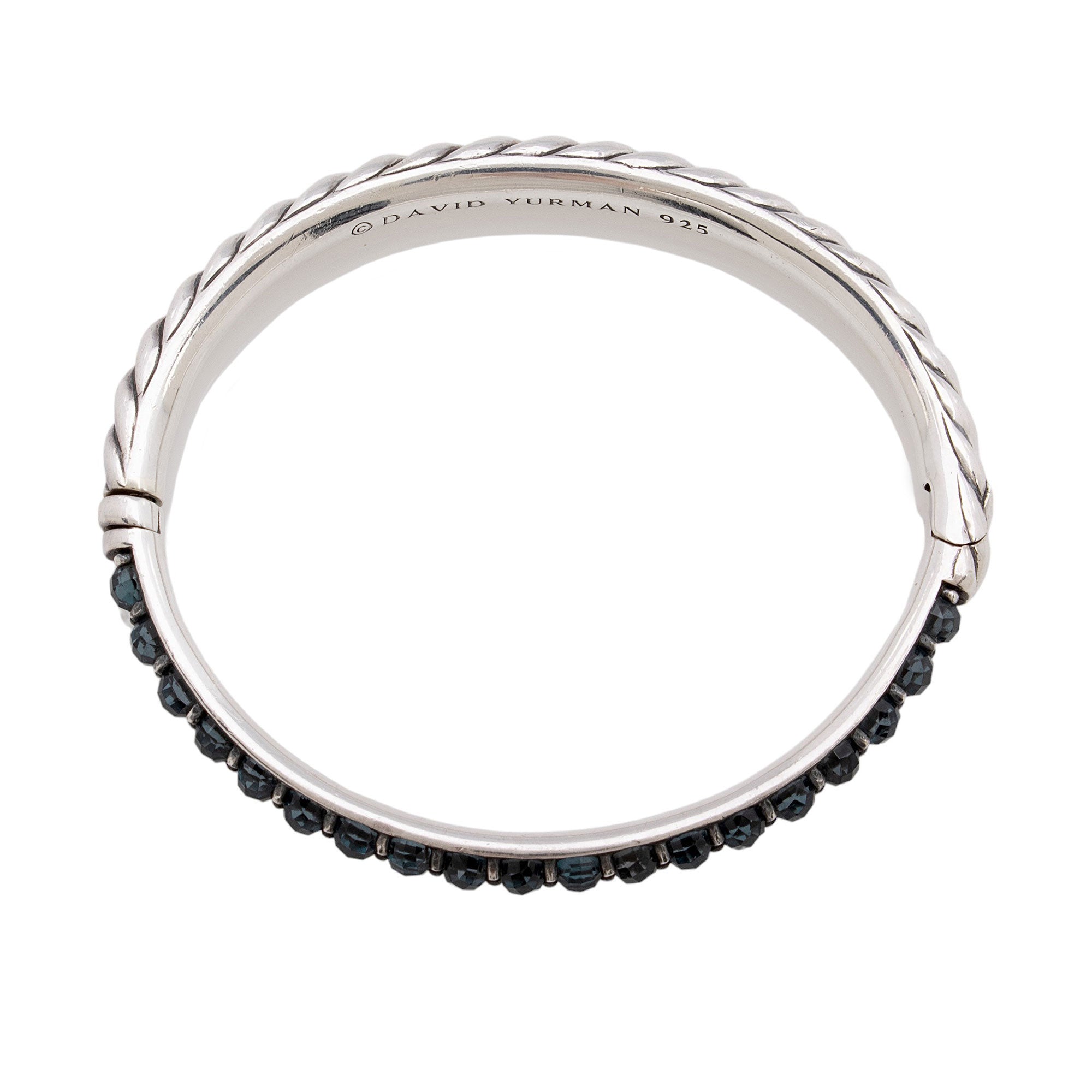 David Yurman Sterling Silver Blue Topaz Sculpted Cable Bangle Bracelet (SHF-QlwN3I)