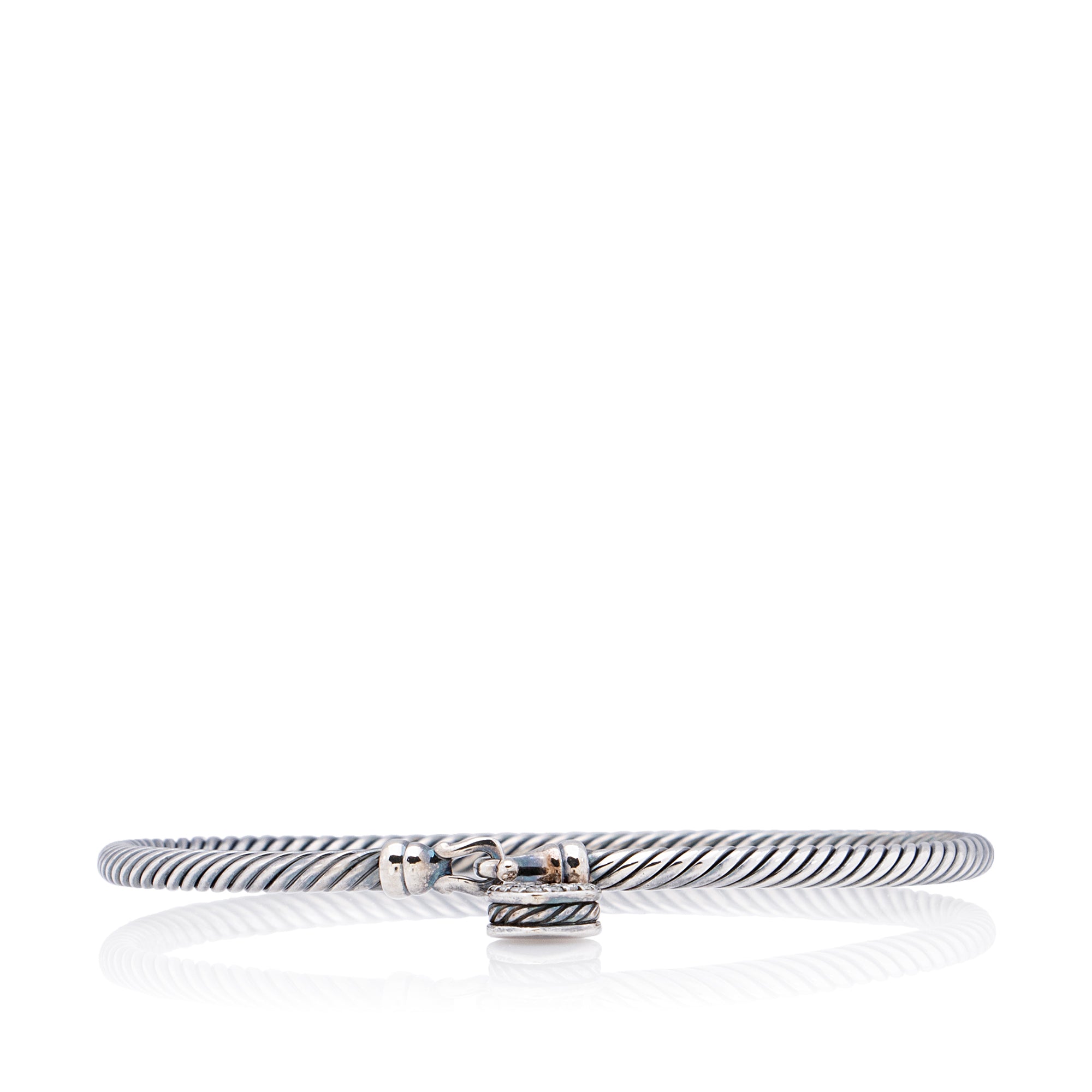 David Yurman Sterling Silver Diamond Heart Padlock Cable 3mm Bracelet (SHF-94KYcU)