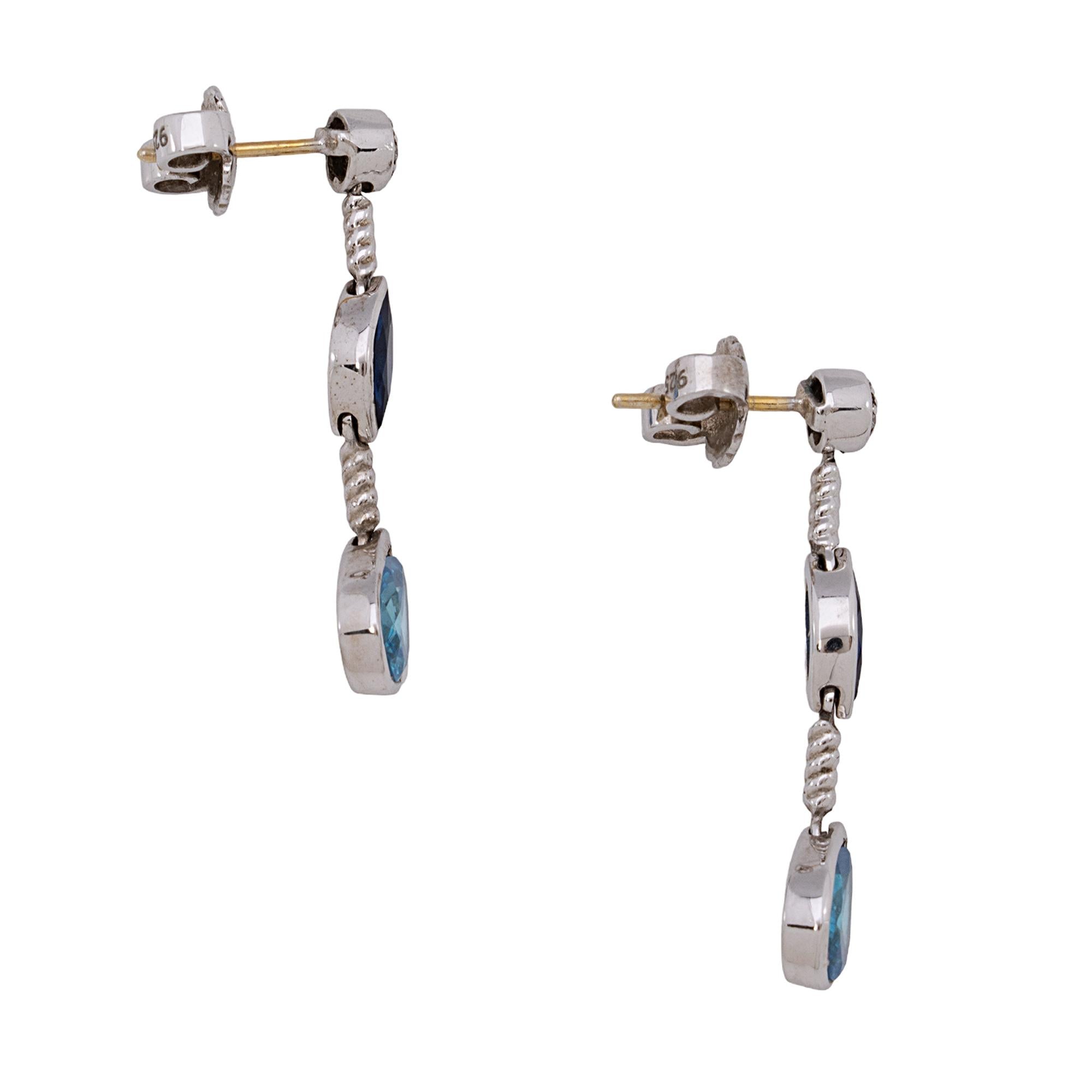 David Yurman Sterling Silver Diamond Blue Topaz Iolite Confetti Drop Earrings (SHF-8jVsfr)