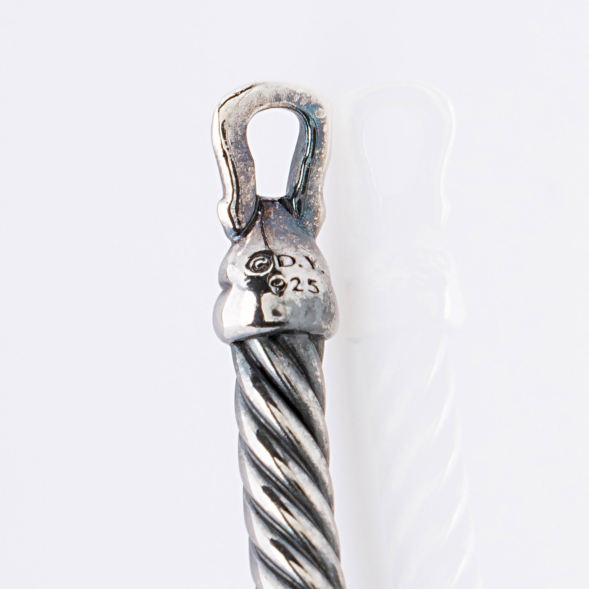 David Yurman Sterling Silver Diamond Heart Padlock Cable 3mm Bracelet (SHF-94KYcU)