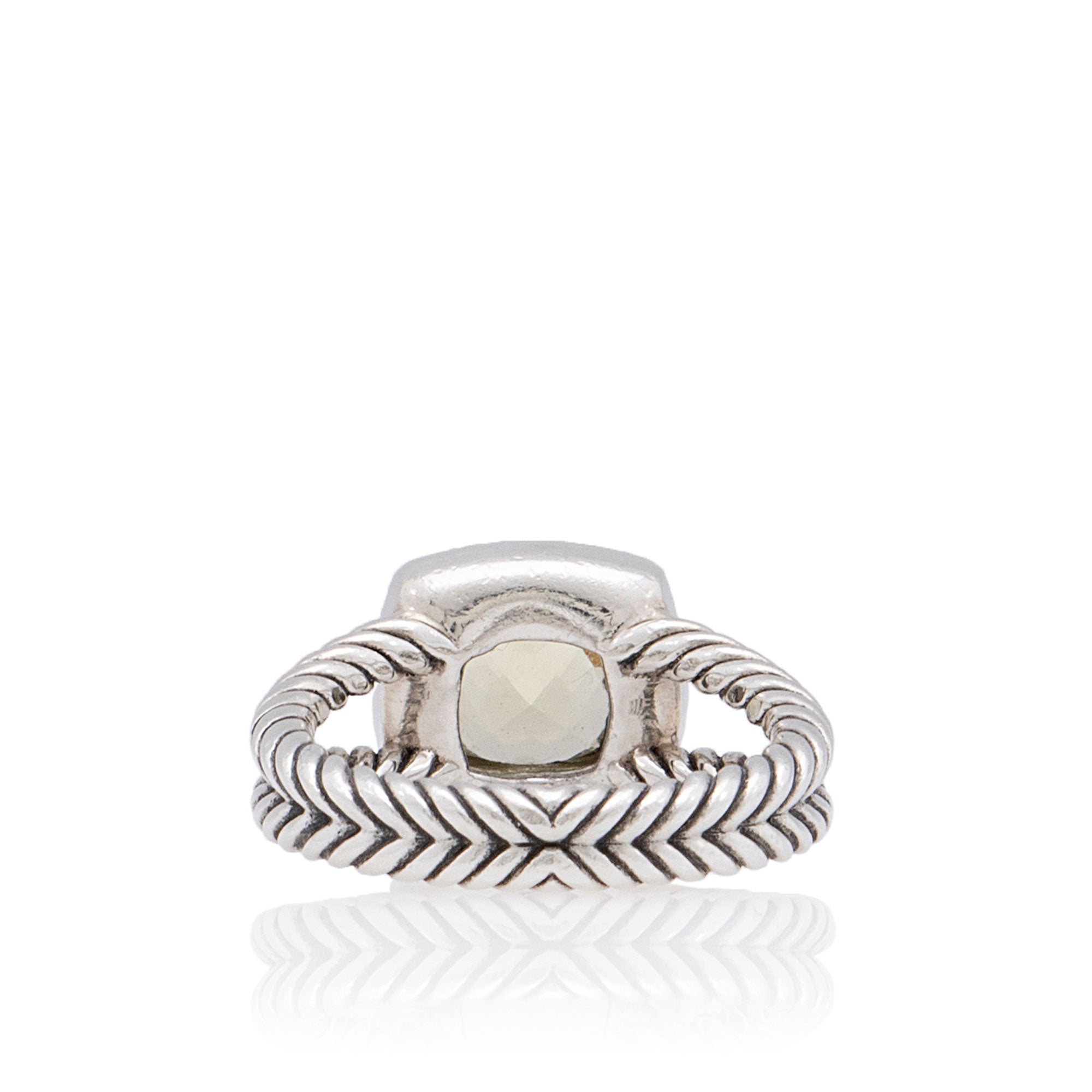 David Yurman Sterling Silver Diamond Citrine 7mm Petite Albion Ring - Size 7 (SHF-z5Hg3k)