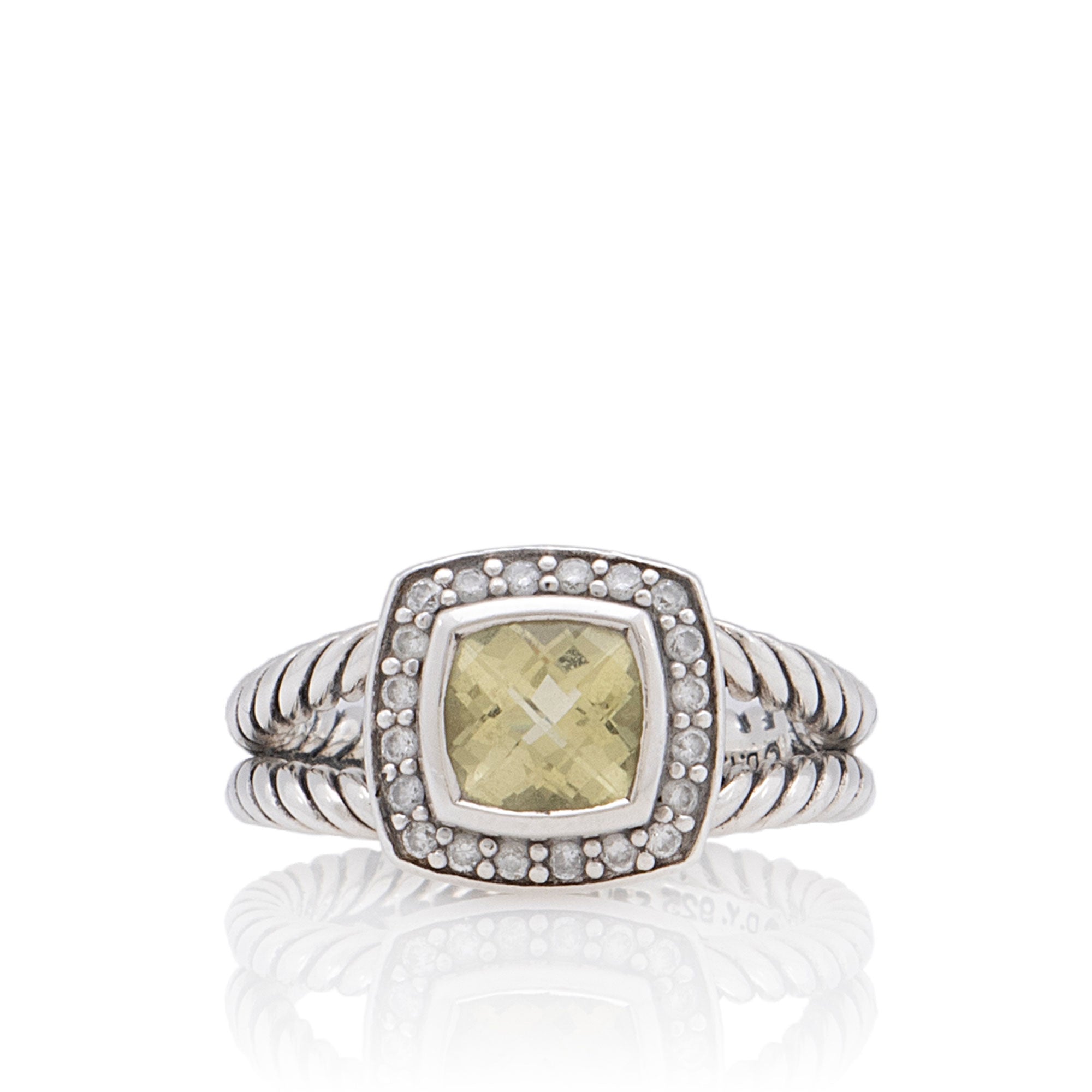 David Yurman Sterling Silver Diamond Citrine 7mm Petite Albion Ring - Size 7 (SHF-z5Hg3k)