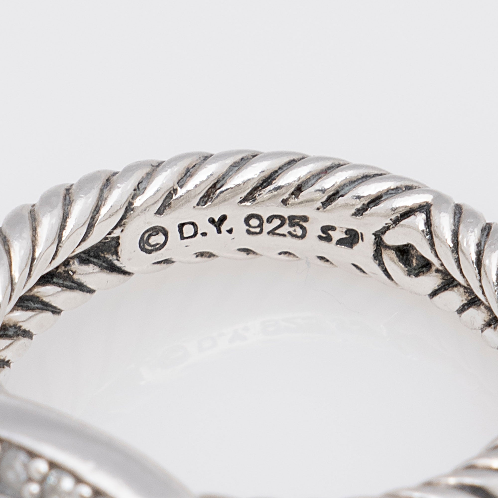 David Yurman Sterling Silver Diamond Citrine 7mm Petite Albion Ring - Size 7 (SHF-z5Hg3k)