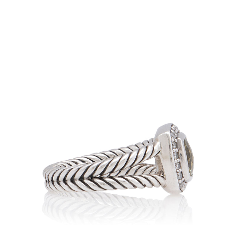 David Yurman Sterling Silver Diamond Citrine 7mm Petite Albion Ring - Size 7 (SHF-z5Hg3k)