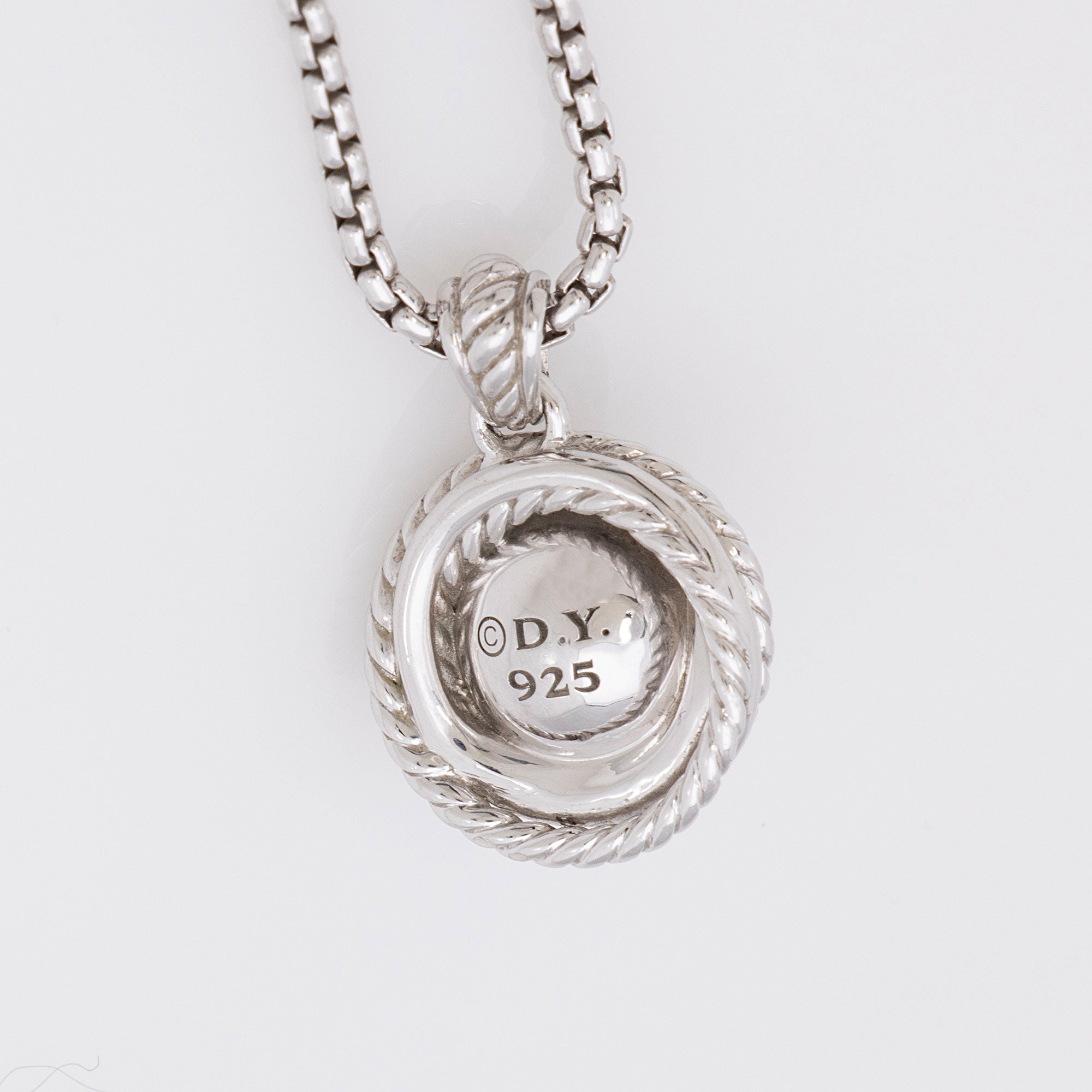David Yurman Sterling Silver Diamond Pearl Crossover Necklace (SHF-qpuUou)