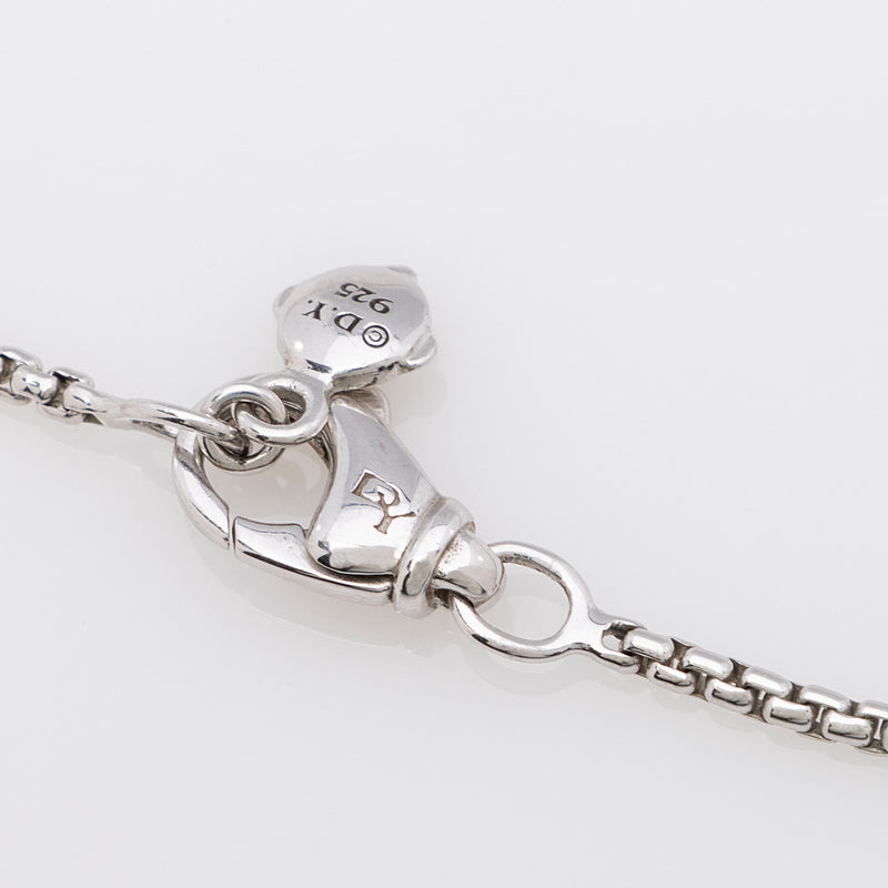 David Yurman Sterling Silver Diamond Pearl Crossover Pendant Necklace (SHF-qpuUou)